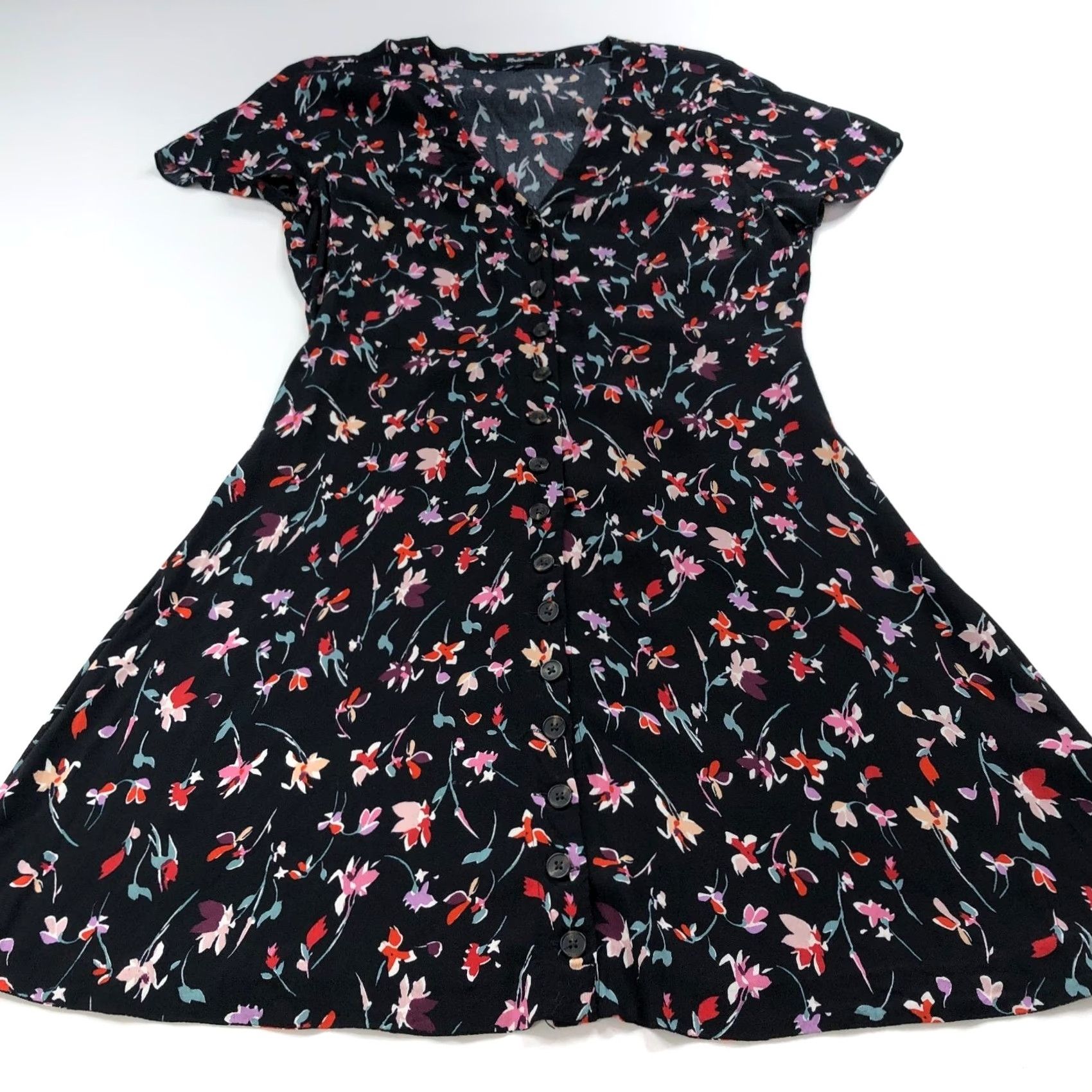 Madewell Madewell 10 A-Line Button Front Mini Dress Women's AL275 Black Size L / US 10 / IT 46 - 5 Thumbnail