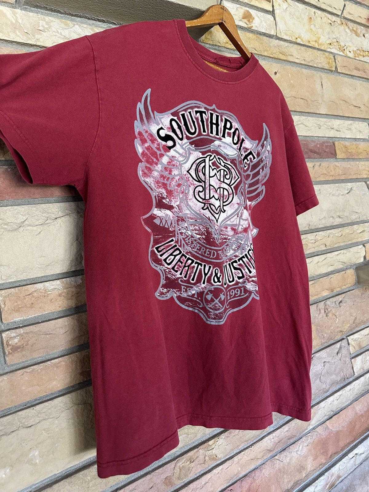 Southpole Vintage Y2K Southpole Liberty and Justice Felt Graphic Tee Size US XL / EU 56 / 4 - 2 Thumbnail