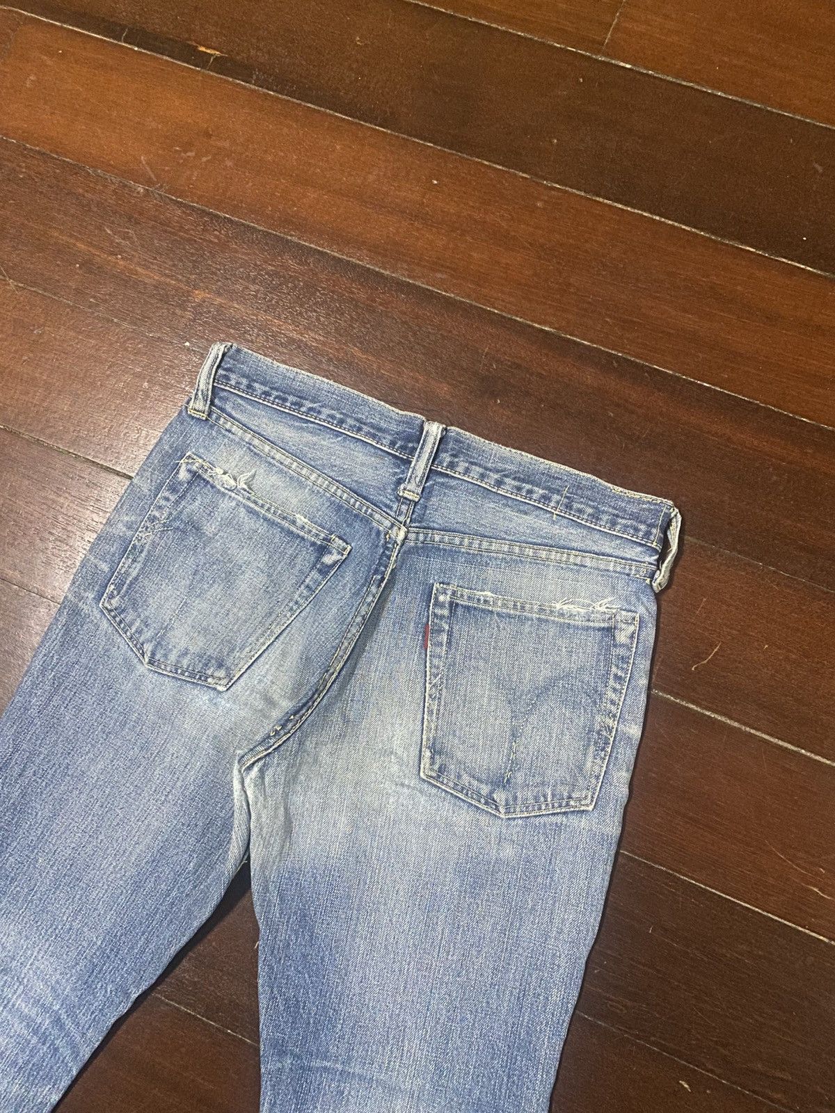 Sugar Cane Vintage sugar cane denime mud wash wide bootcut distressed Size 31" - 11 Thumbnail