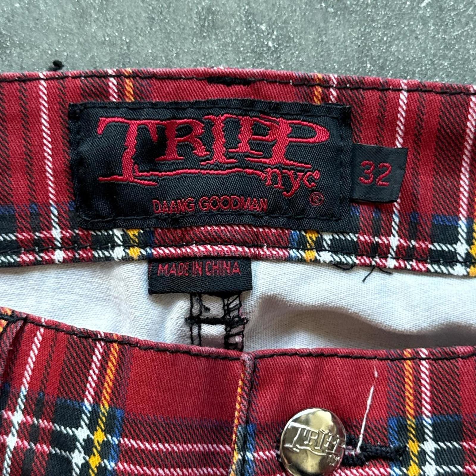 Tripp NYC Tripp NYC Red Plaid Cargo Pants With Zippers And Grommets Size US 32 / EU 48 - 5 Thumbnail