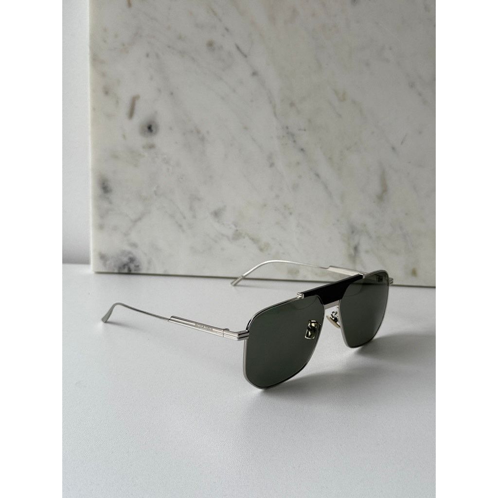 NEW Bottega Veneta BV1036S 008 Silver Aviator Sunglasses