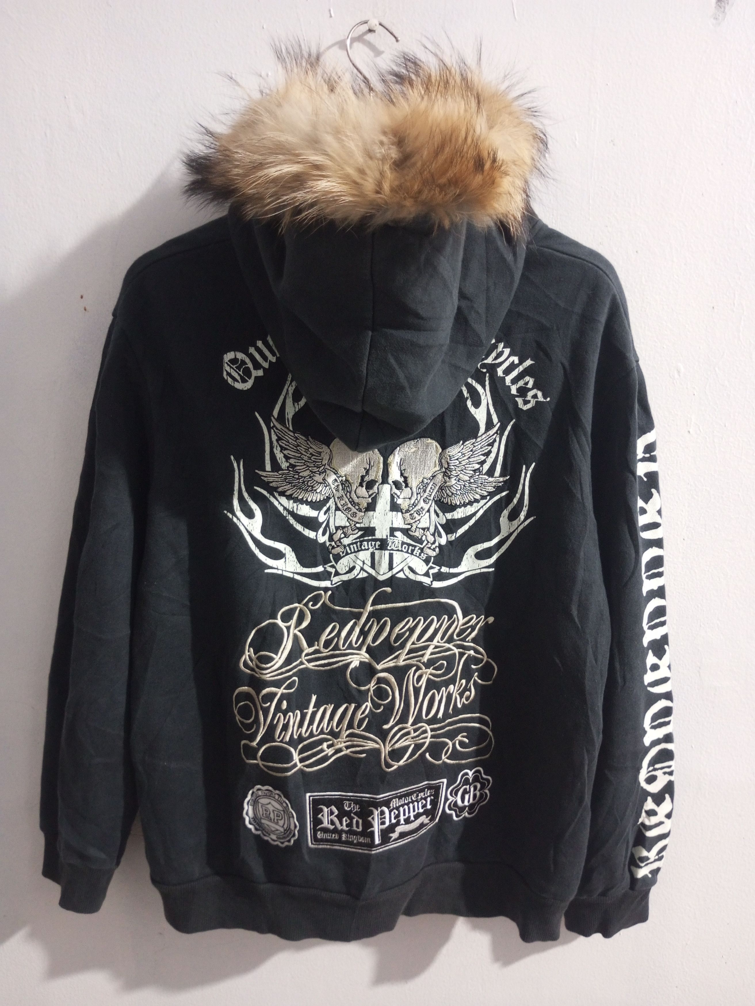 Hysteric Glamour Vintage red pepper sun faded embroidery skull fur hoodie Size US L / EU 52-54 / 3 - 2 Thumbnail