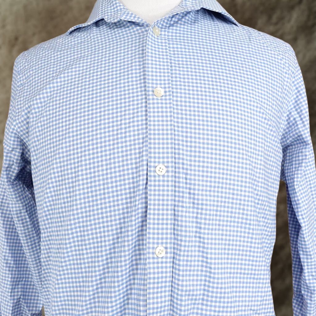 Michael Kors Michael Kors Dress Shirt Mens L 16 32/33 Slim Fit Blue Gingham Airsoft Stretch Shirt Size 42R - 1 Thumbnail
