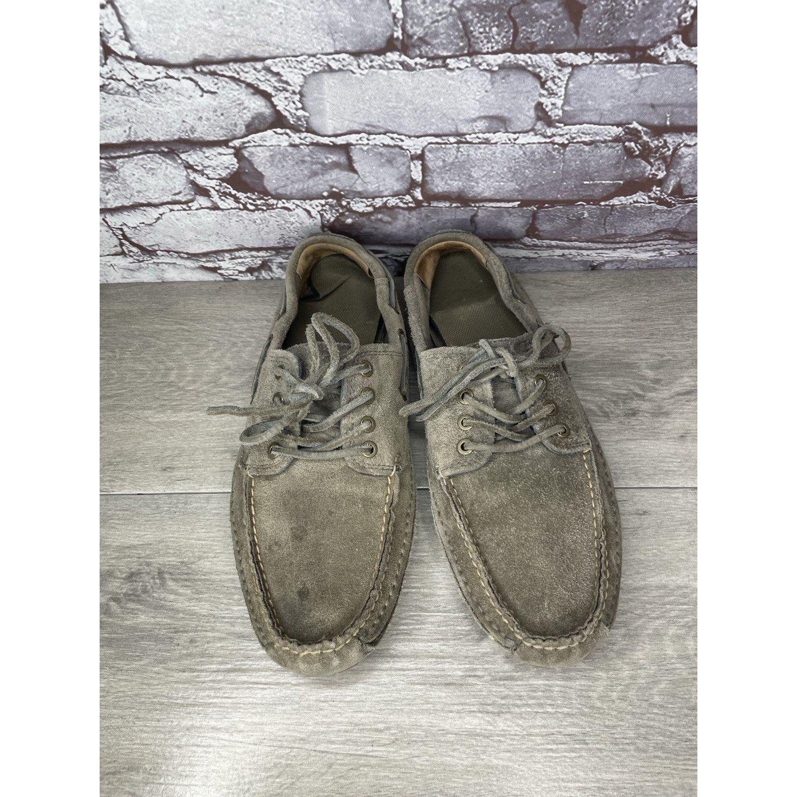 Frye FRYE Mason Tie Moc Camp Taupe Suede Leather Boat Shoes Men S Size US 12 / EU 45 - 14 Thumbnail