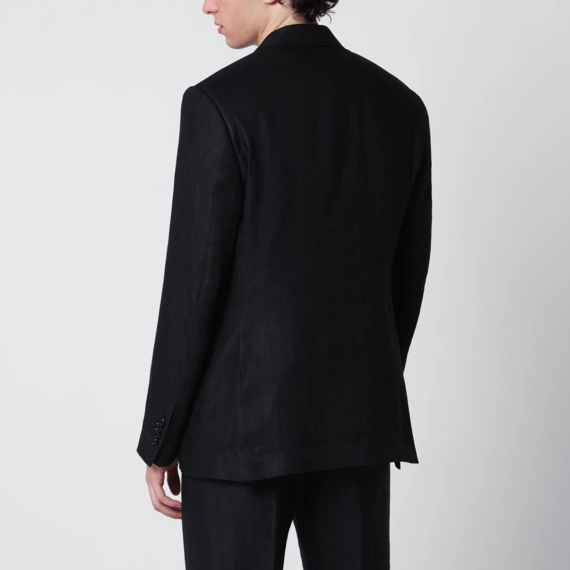 Lardini o1d2blof0526 Single-breasted Linen Jacket in Black Size US M / EU 48-50 / 2 - 3 Thumbnail