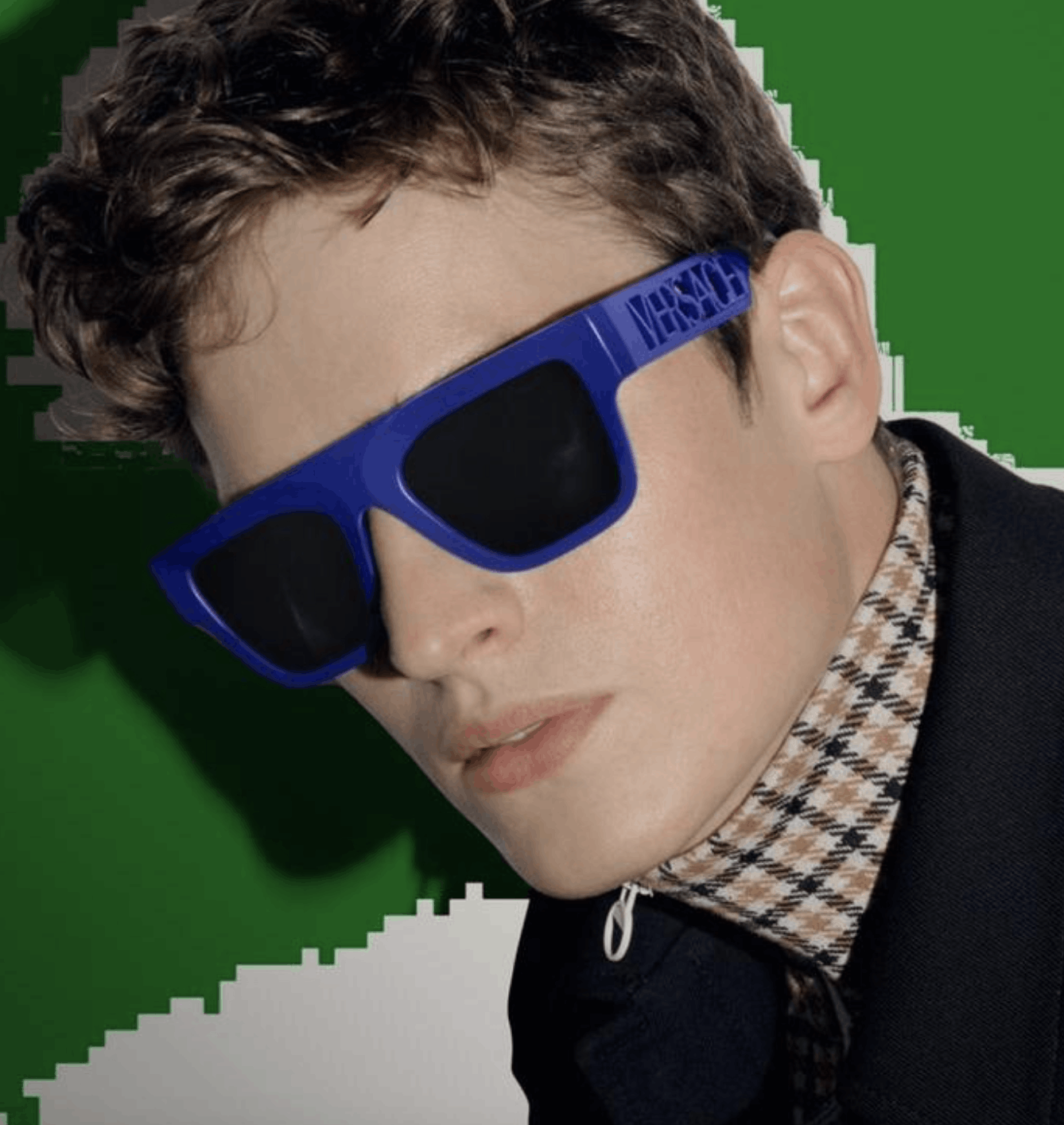 VERSACE VE4430U 529487 BLUE DARK GREY LENS AUTHENTIC SUNGLASSES Versace Unisex Blue Plastic Square Frame Sunglasses (VE4430U  main image 2