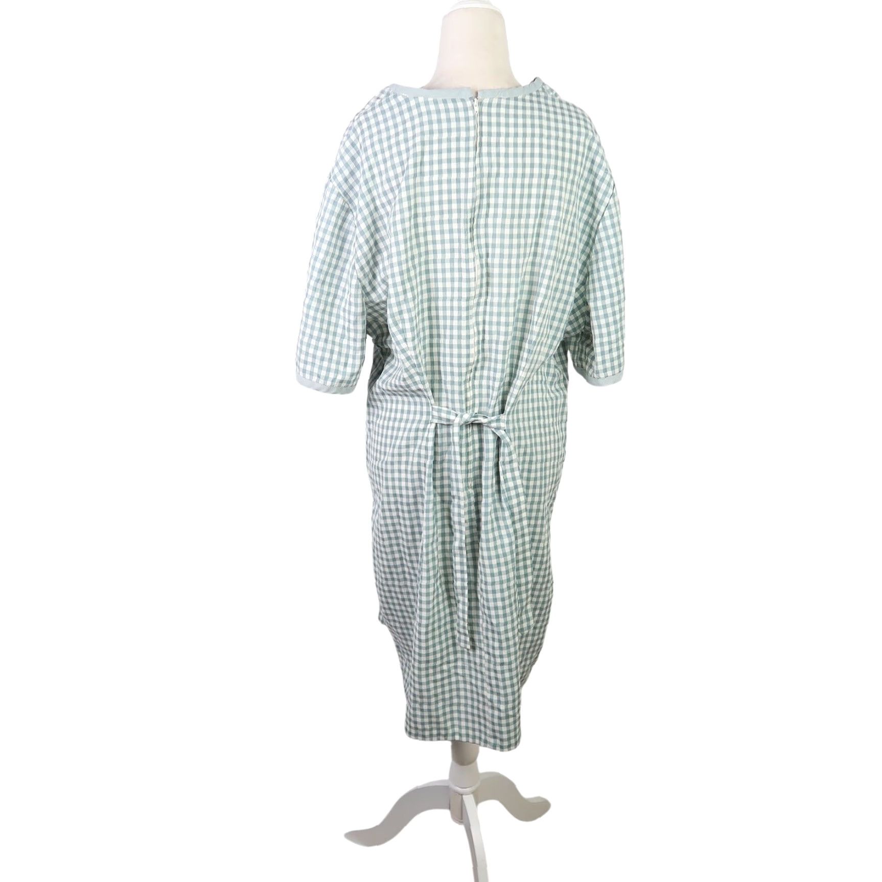 Vintage VINTAGE Lady Dorby Mini Dress Gingham Check Green Cream 22W Womens 80s 90s Short Sleeve Zip Closure Size 3XL / US 20-22 - 4 Thumbnail