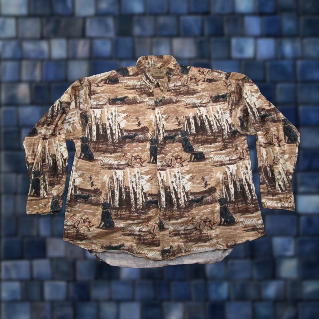Gloverall Outdoor Life Button-Up Shirt 2XL Multicolor Long Sleeve Western Outdoor Shirts Mens Dogs Ducks Size US XXL / EU 58 / 5 - 1 Thumbnail