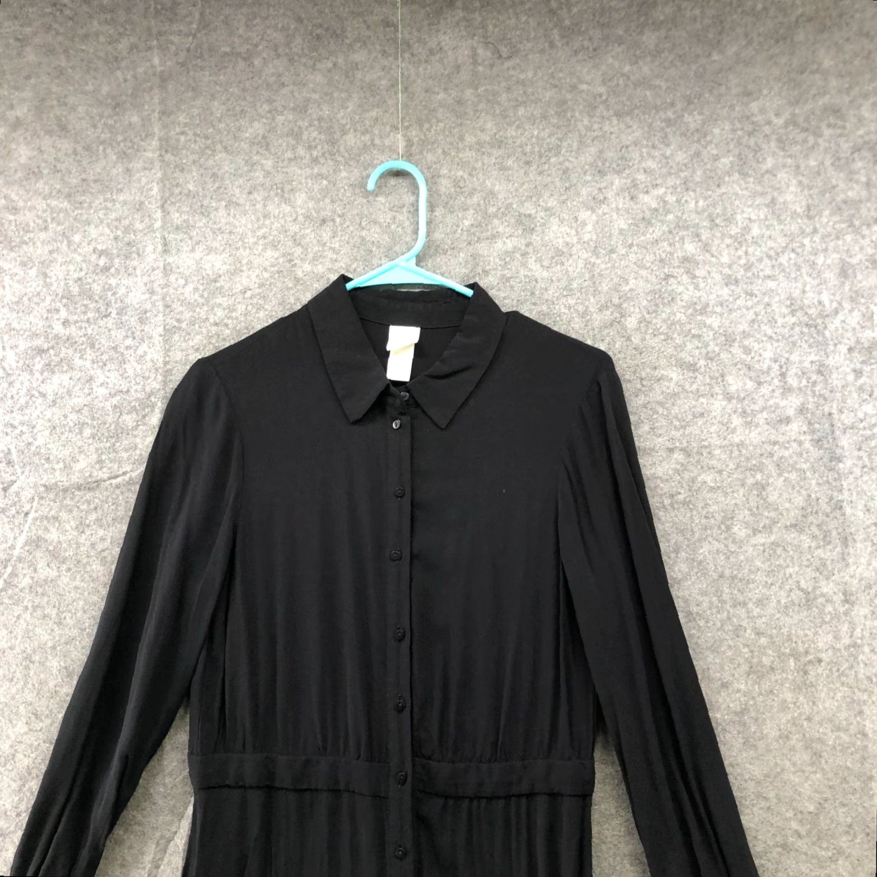 H&M H&M A-Line Midi Shirt Dress Womens Size 8 Black Long Sleeve Rayon Casual Workwear Size M / US 6-8 / IT 42-44 - 3 Thumbnail