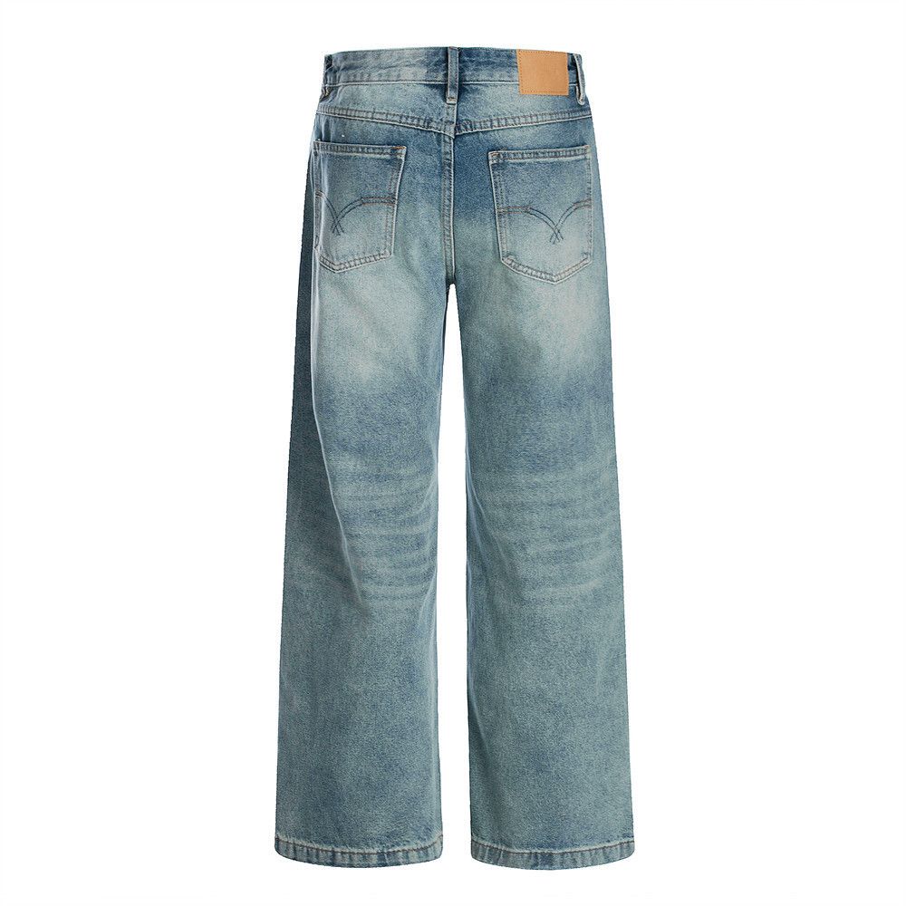 Japanese Brand × Jean Men's distressed straight retro all-match loose washed jeans Size US 32 / EU 48 - 3 Thumbnail