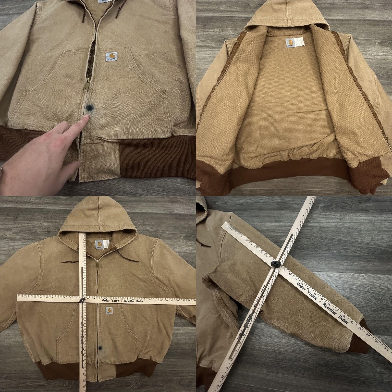 Carhartt VINTAGE Carhartt Jacket Mens 2XL Hooded Canvas Bomber Regular Zip Beige Grunge 90s Workwear Mens Size US XXL / EU 58 / 5 - 8 Thumbnail