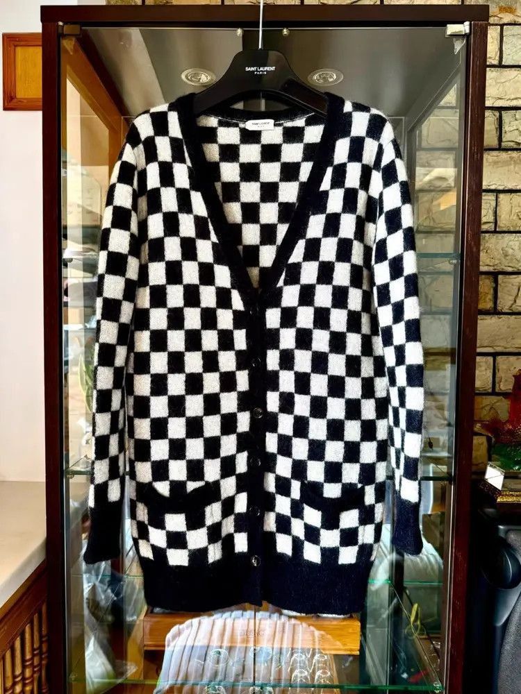 Saint Laurent Paris Saint Laurent Paris by Hedi 15AW Check Board Cardigan-2507 Size US XS / EU 42 / 0 - 6 Thumbnail