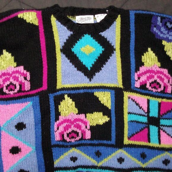 Nordstrom × Vintage Vintage Nordstrom Brass Plum Abstract Geometric Sweater Size M / US 6-8 / IT 42-44 - 1 Thumbnail