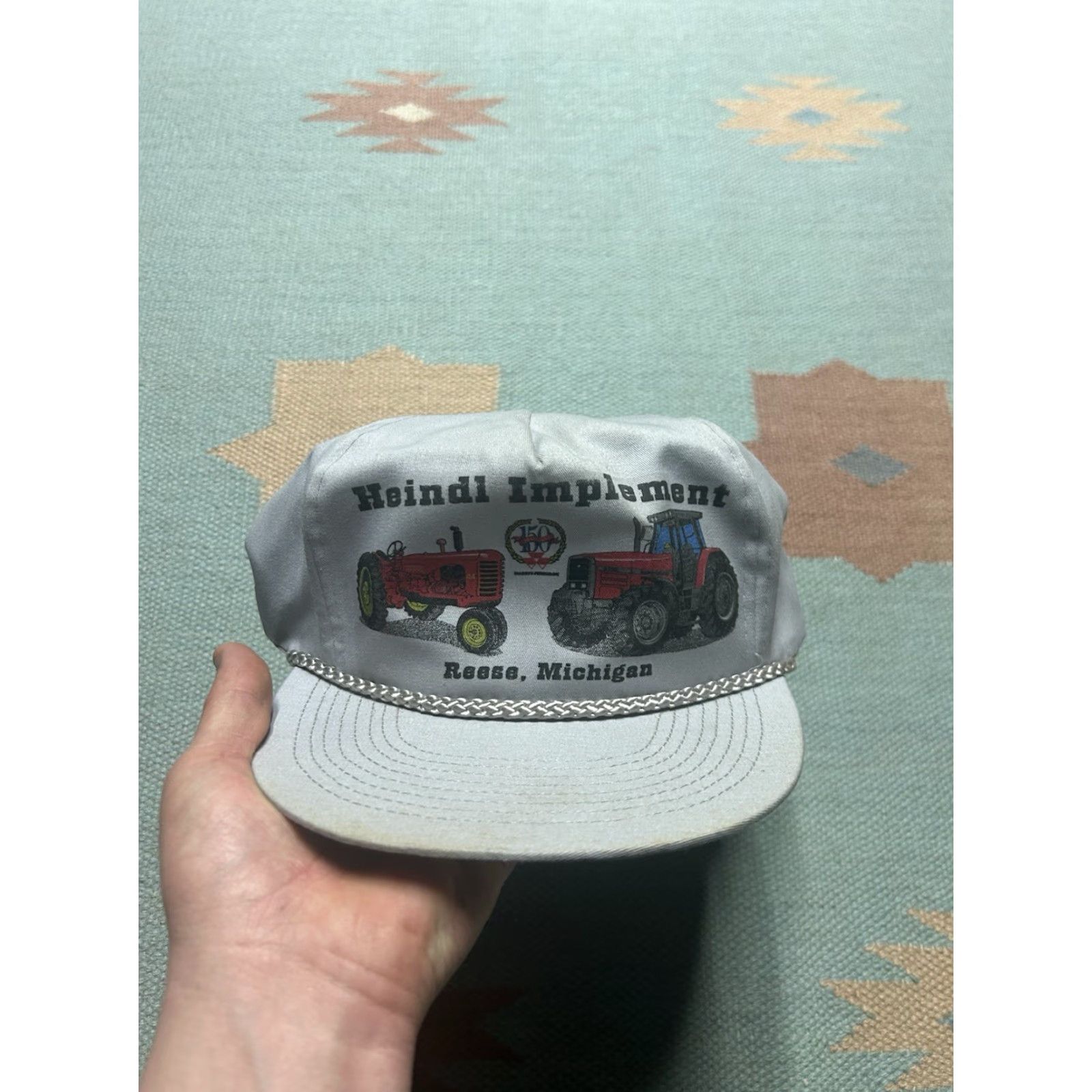 Vintage VINTAGE Unbranded snapback hat cap Heindl implement Michigan tractor gray farm adjustable Hat Mens Gray Tractor 90s Size ONE SIZE - 2 Thumbnail