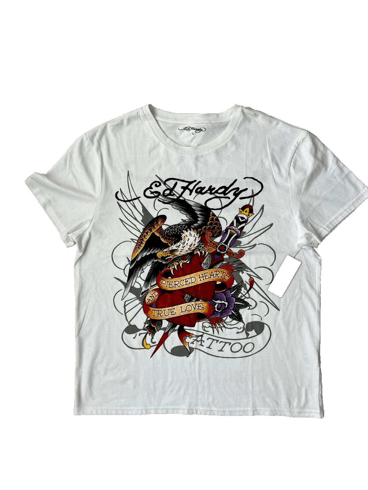 Ed Hardy Ed Hardy Pierced Hearts Eagle Tattoo True Love Tee ( L ) Size L / US 10 / IT 46 - 4 Thumbnail