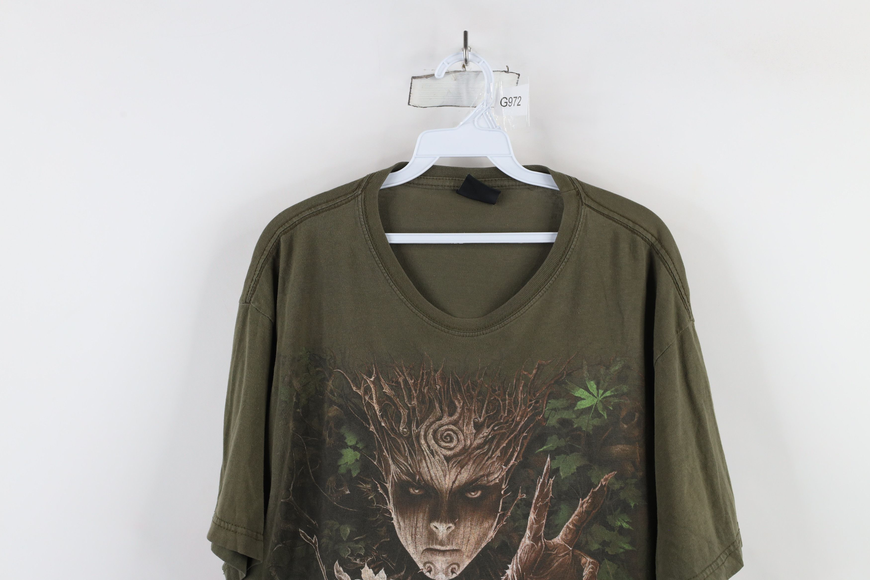 Vintage Vintage Y2K Streetwear Fantasy Nature Skull T-Shirt Green Size US XL / EU 56 / 4 - 2 Thumbnail