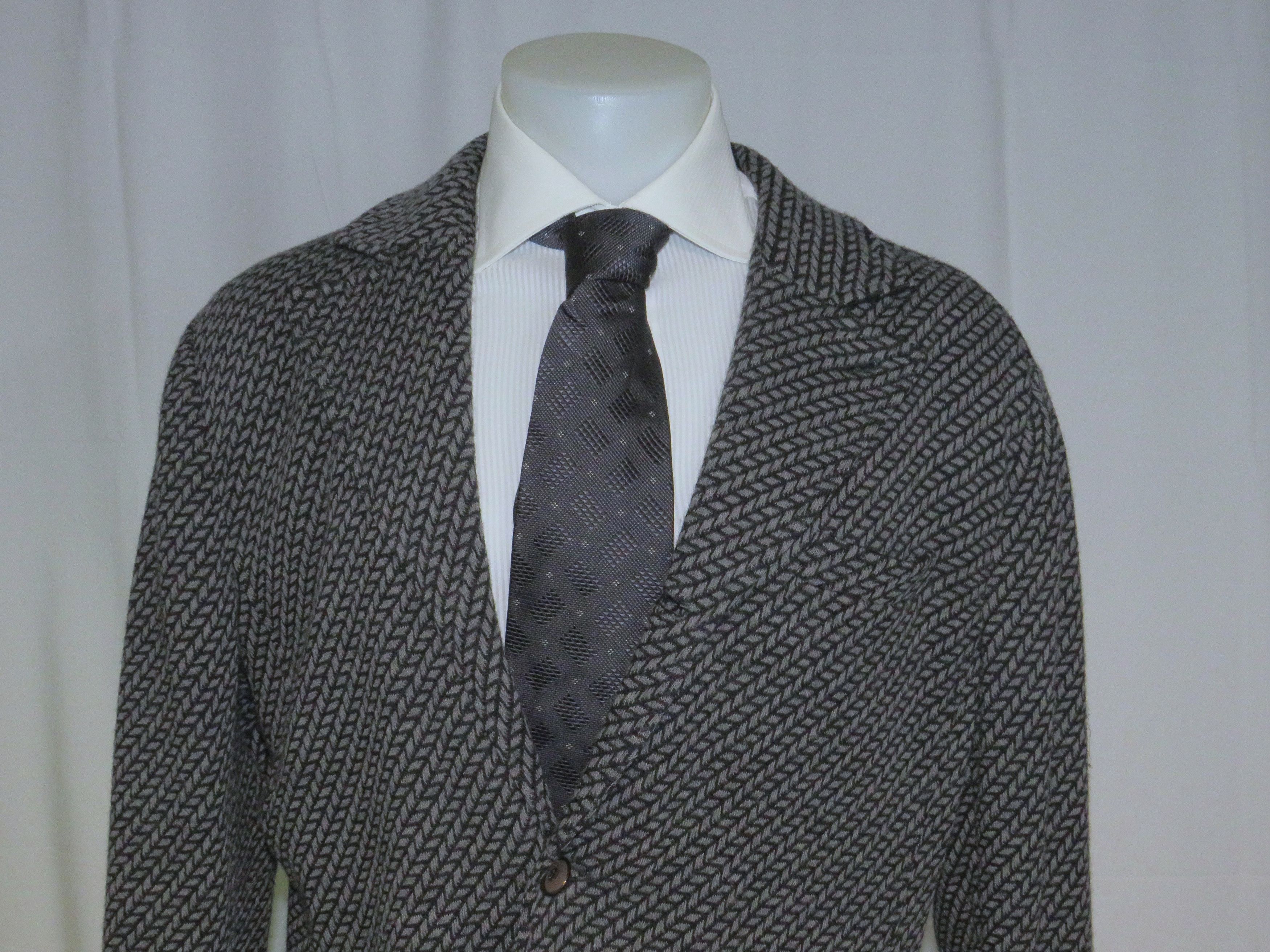 Giorgio Armani Black Label Gray Geometric Recent Sweater Jacket 50 Size 50R - 2 Thumbnail