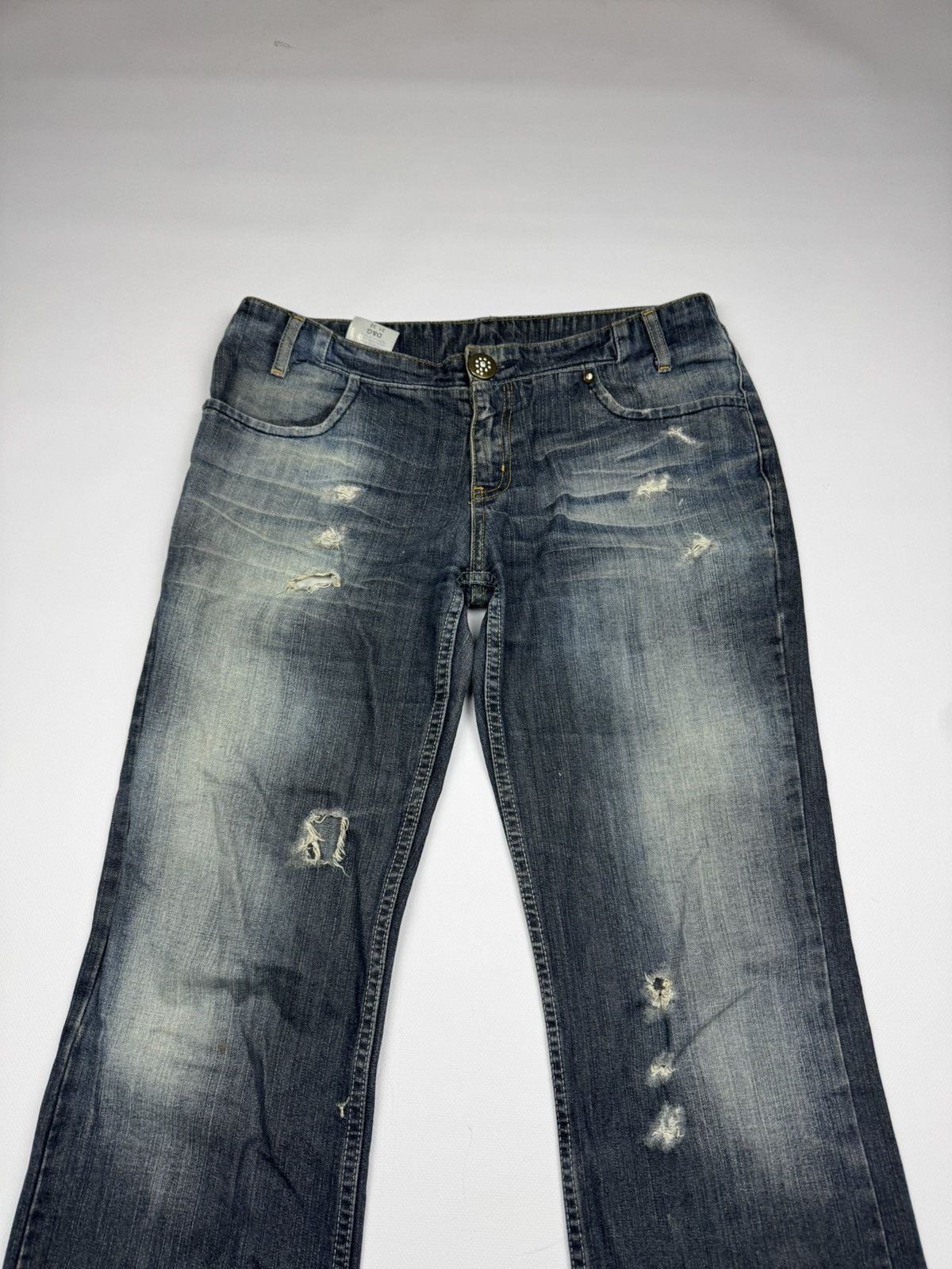 Dolce & Gabbana Vintage 00s Dolce Gabbana Flared Distressed Y2k Jeans Size 31" - 12 Thumbnail
