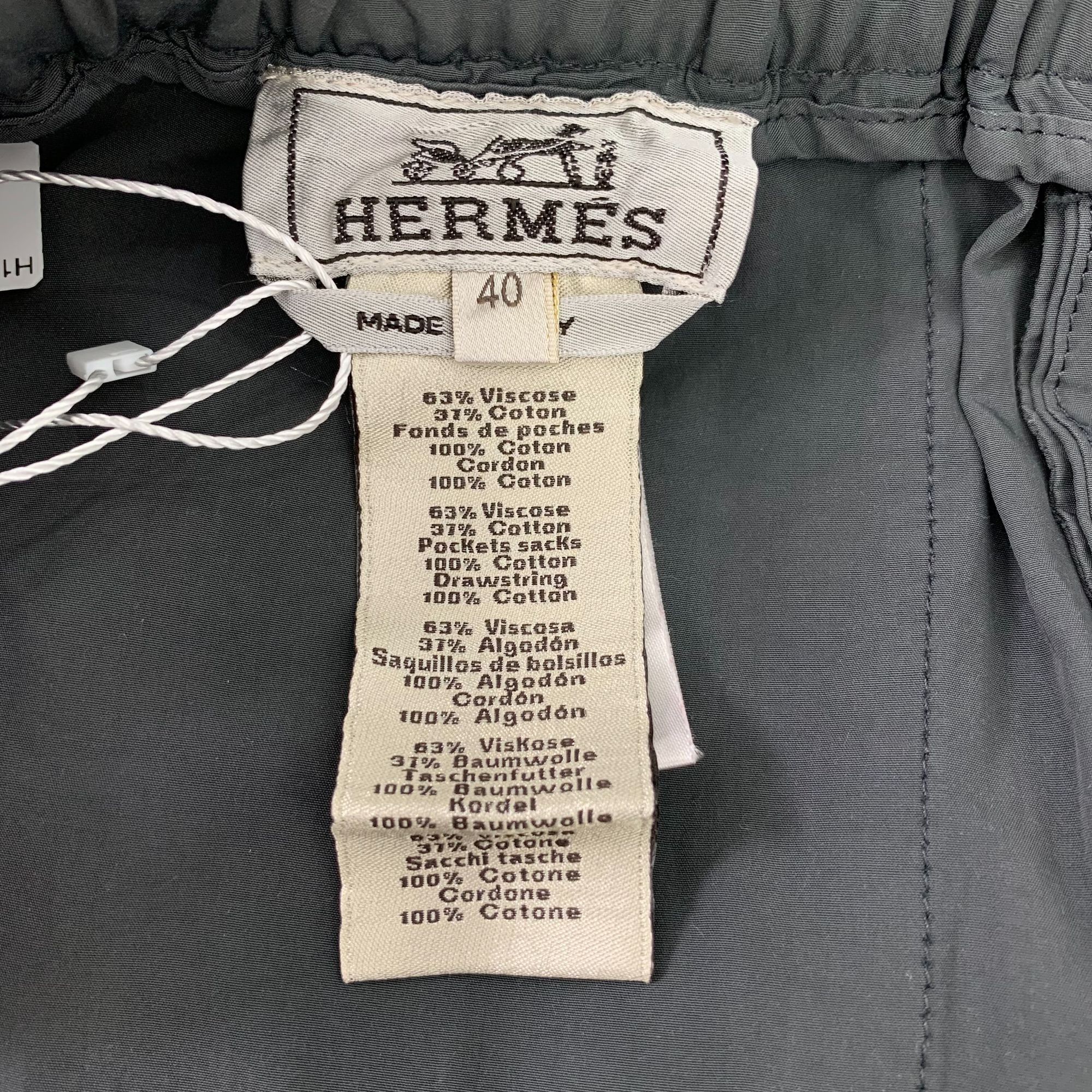 Hermes Hermes Dark Grey Drawstring Casual Straight-Leg Trousers 40M Size US 26 / EU 42 - 2 Thumbnail