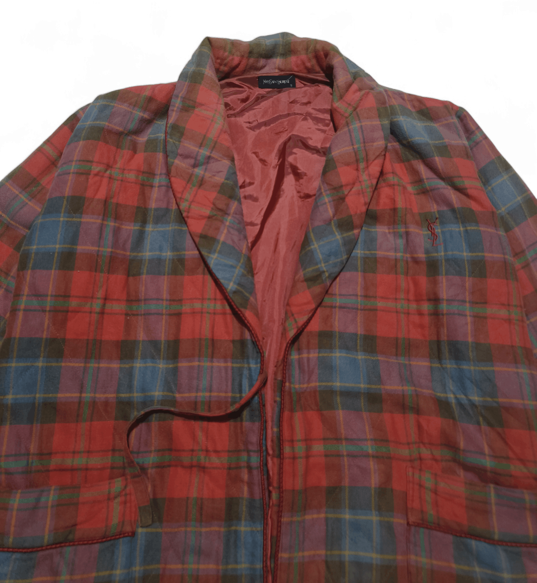 Yves Saint Laurent Vintage Yves Saint Laurent YSL Kimono Tartan Kimono Jacket Size S / US 4 / IT 40 - 4 Thumbnail