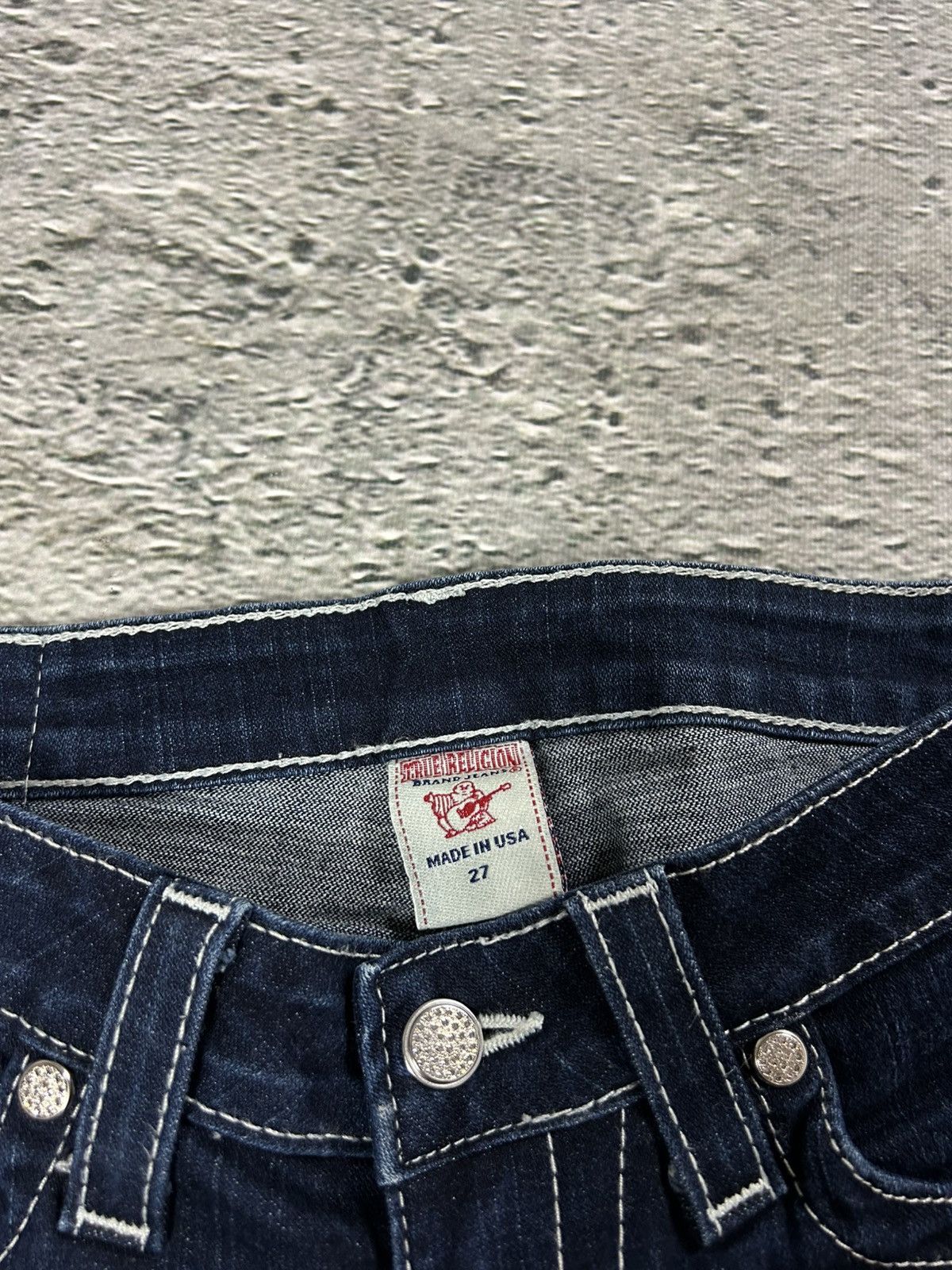 True Religion True Religion jeans slim white rhinestones vintage blue Size 27" / US 4 / IT 40 - 10 Thumbnail