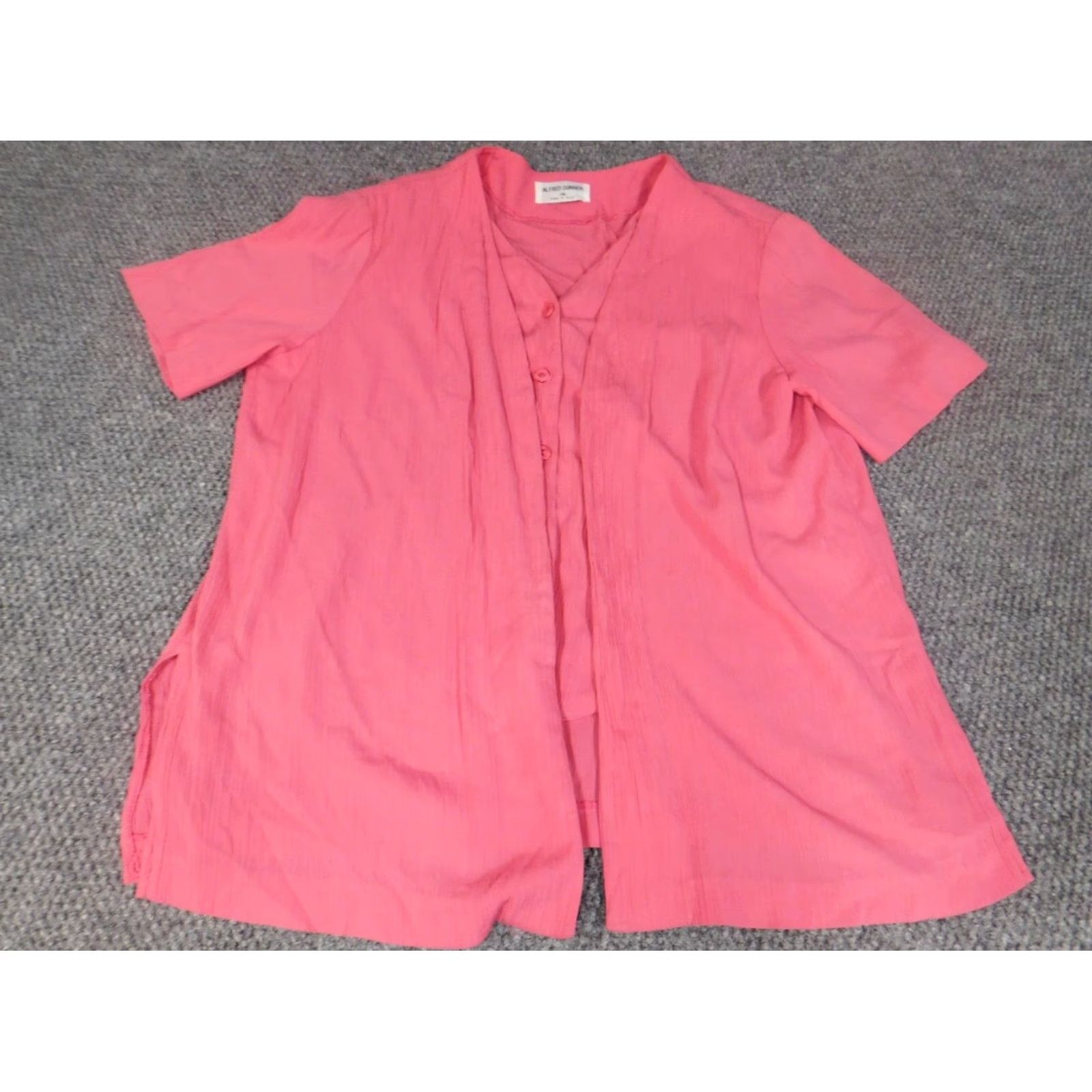 Vintage Alfred Dunner Womens Button-Up Shirt 14 Pink Lined Casual Long Sleeve Collared Polyester Down Regular Fits Womens 14 Pink Button-Up Lined Casual Shirt Size XL / US 12-14 / IT 48-50 - 3 Thumbnail