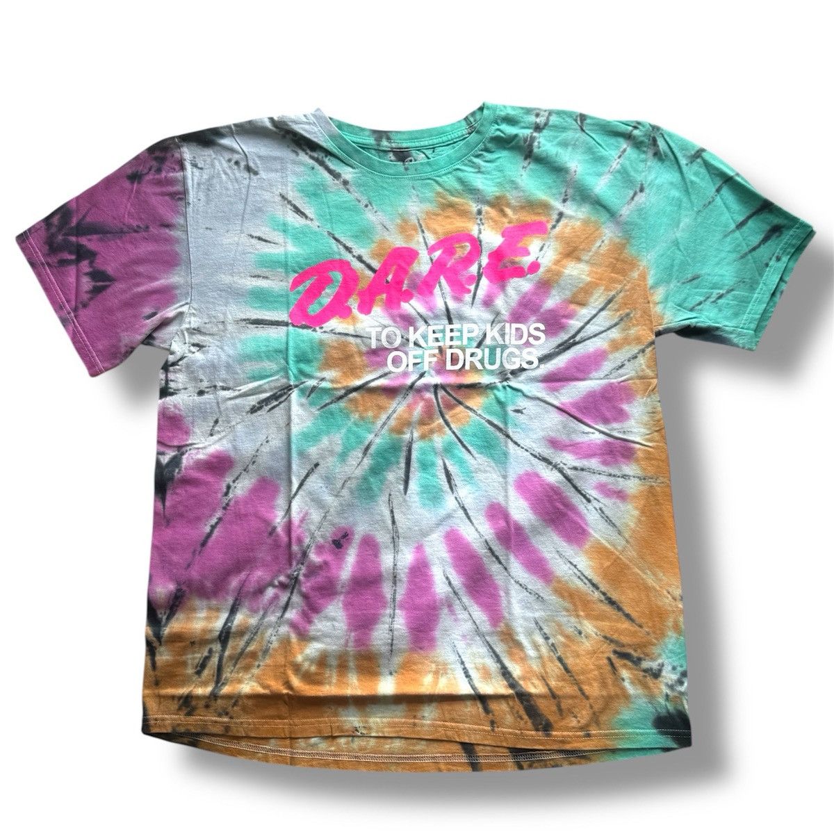 D.A.R.E DARE Shirt Mens Medium Tie Dye Black Faded Keep Kids Off Dru Size US M / EU 48-50 / 2 - 2 Thumbnail