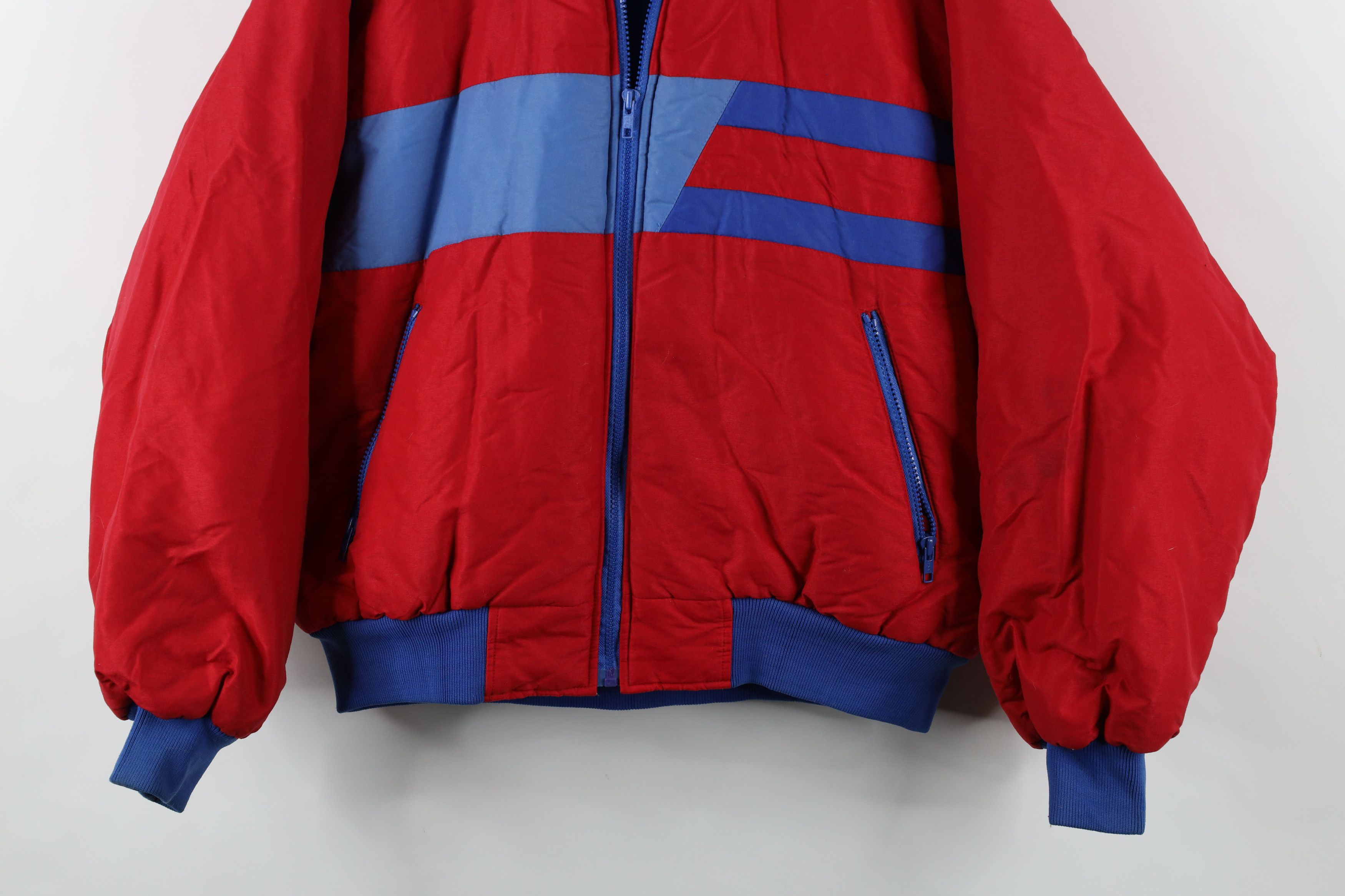Vintage Vintage 90s Streetwear Striped Full Zip Puffer Jacket Red Size US L / EU 52-54 / 3 - 3 Thumbnail
