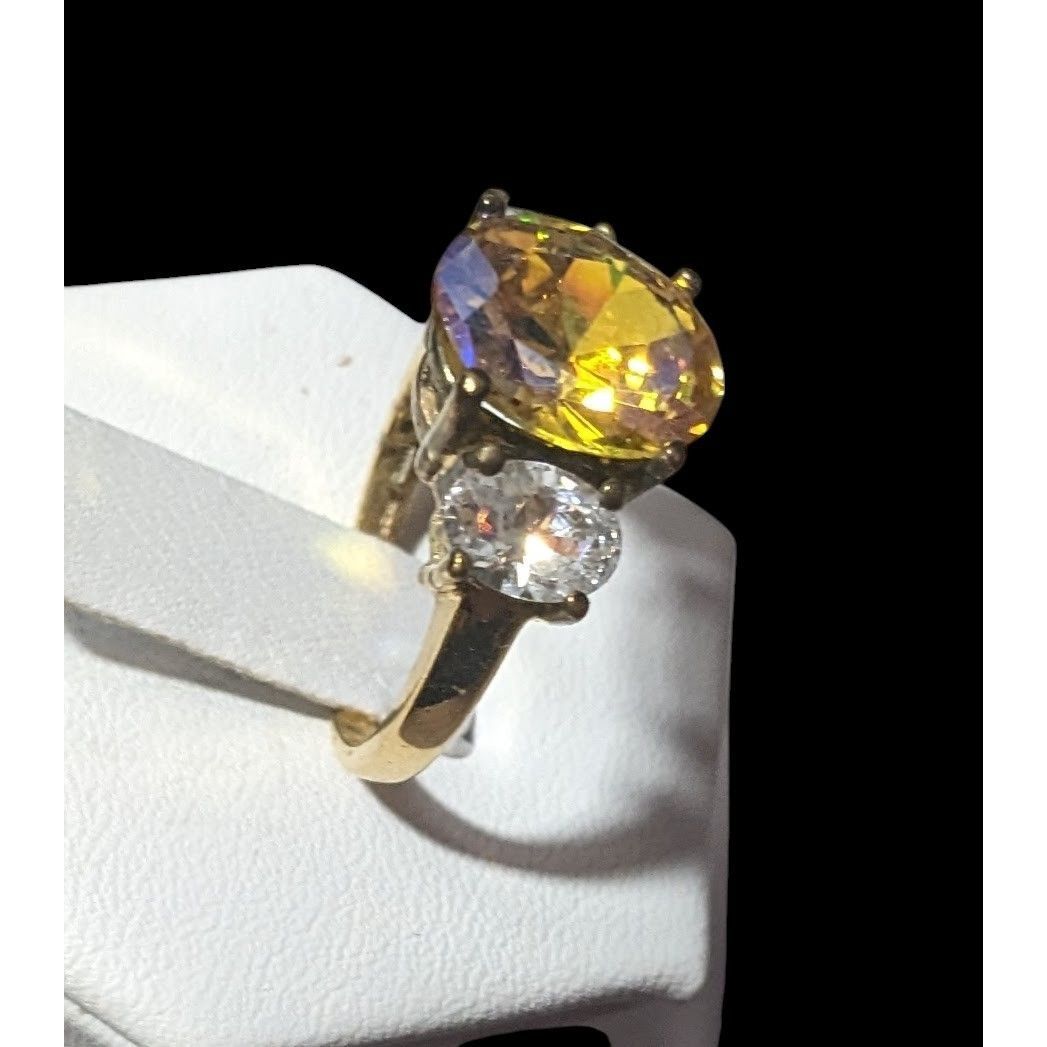 Other Brilliant Three Stone Sterling Silver Gold Tone Plated Engag Size ONE SIZE - 2 Thumbnail