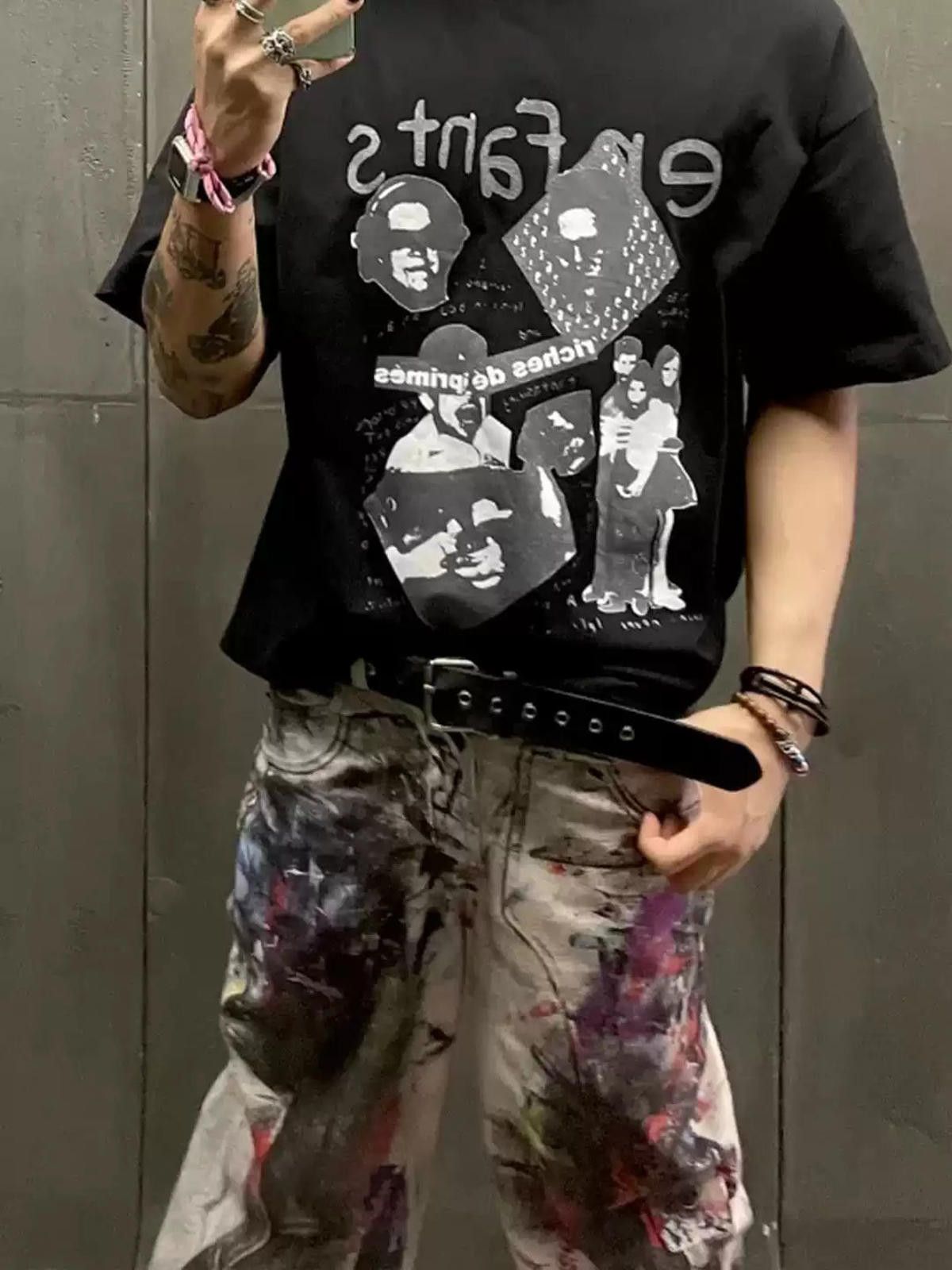 Other Paint-Splattered Wide Leg Jeans, Artistic Streetwear Size US 32 / EU 48 - 5 Thumbnail