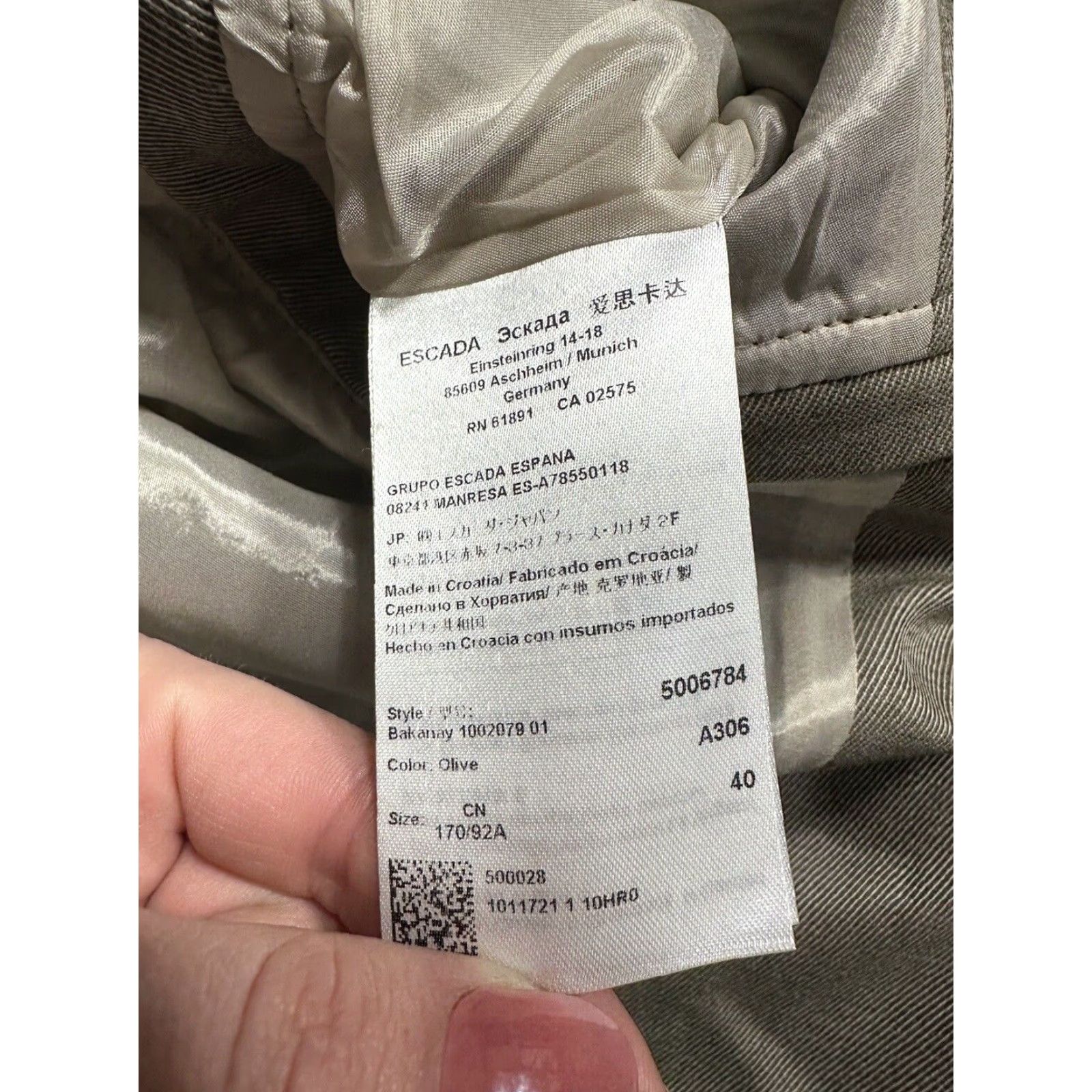 Escada Escada Pant Suit Wool Olive Green 40 Women Regular Size Style 5006784 MSRP 1550 Size 27" / US 4 / IT 40 - 4 Thumbnail