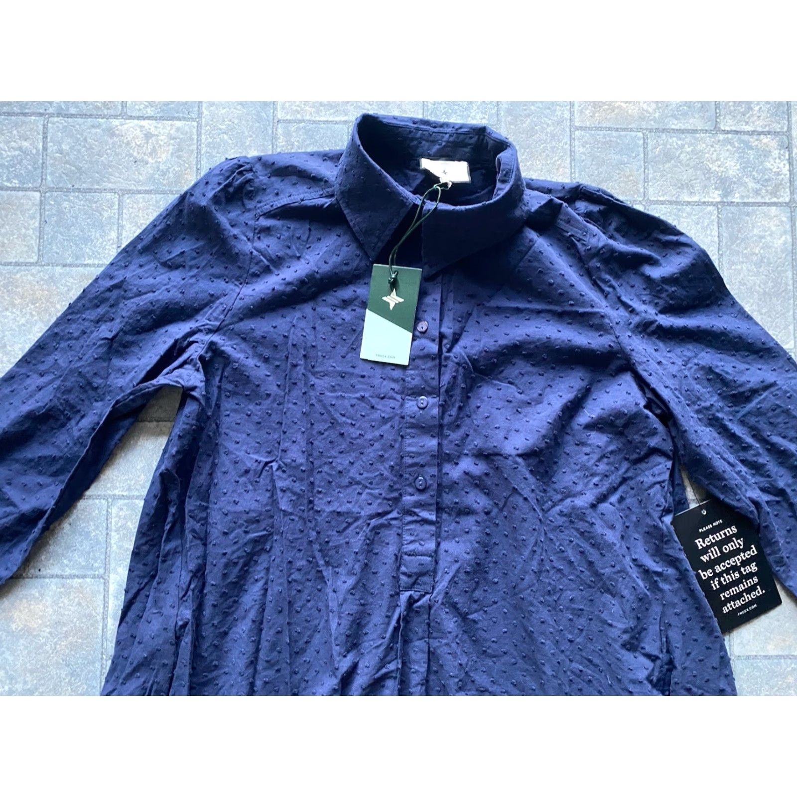 Vintage Tuckernuck Top Women Navy Blue Swiss Dot L Size L / US 10 / IT 46 - 3 Thumbnail