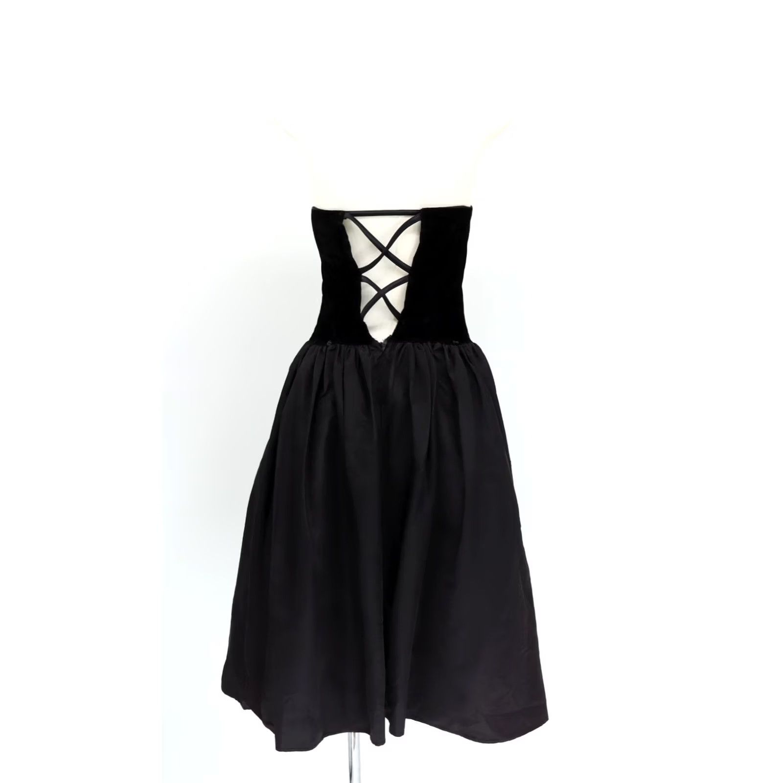 Vintage VINTAGE Gunne Sax Dress Prom Party Velvet Strapless Corset Knee Length Black Sz 5 Womens Size S / US 4 / IT 40 - 3 Thumbnail