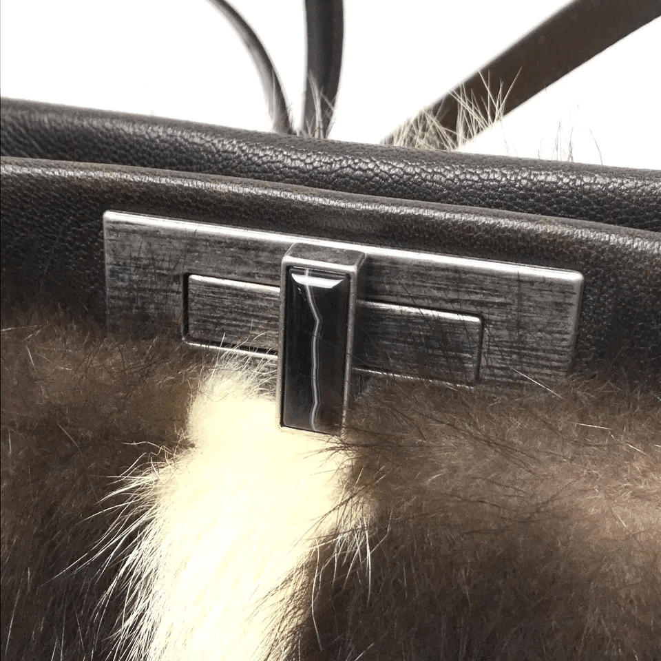 Fendi FENDI Peek-A-Boo Shoulder Bag with Fur Dark Brown Size ONE SIZE - 2 Thumbnail