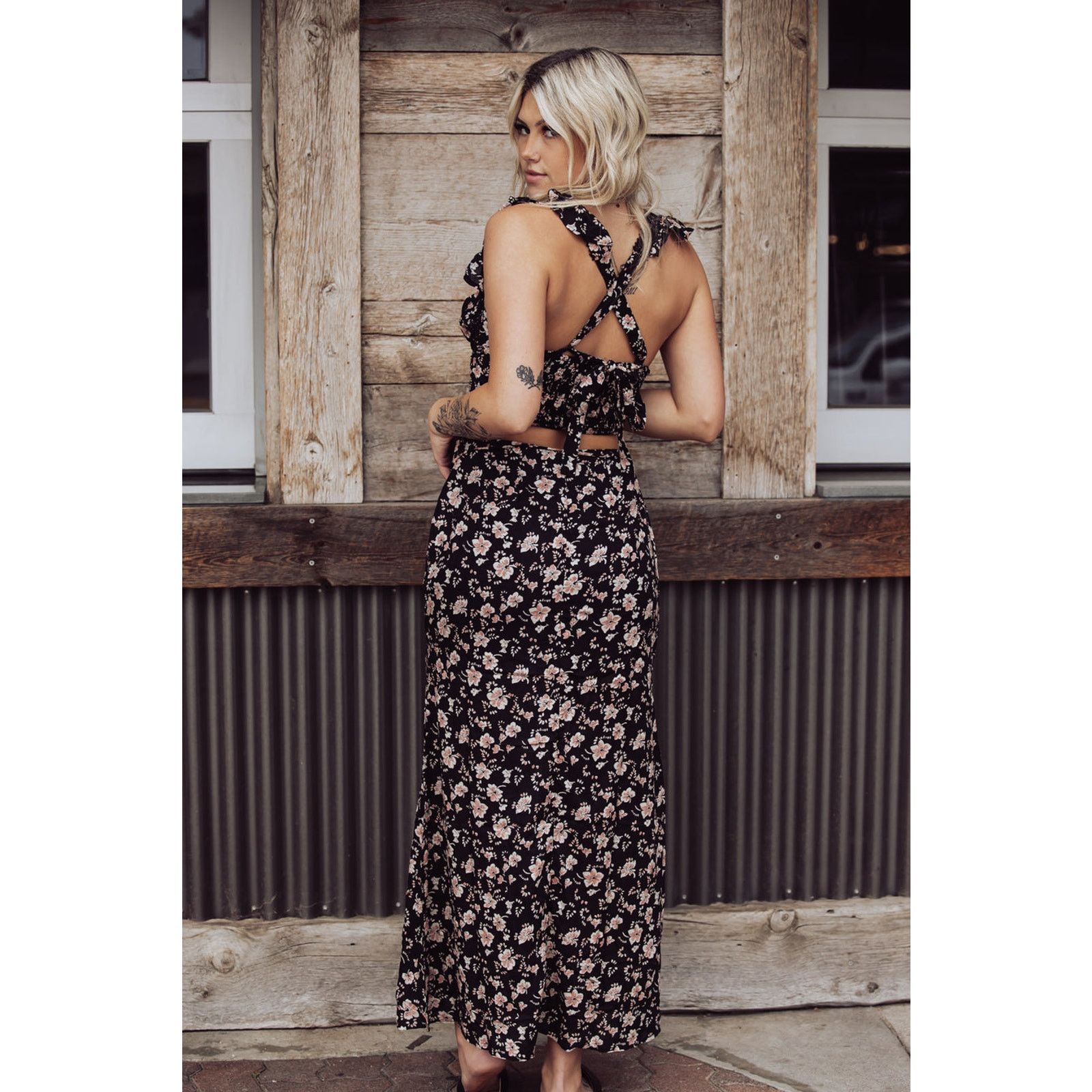 Free People New Bijou Smocked Top and Maxi Skirt Set $128 Sz 4 Floral Size 27" / US 4 / IT 40 - 2 Thumbnail