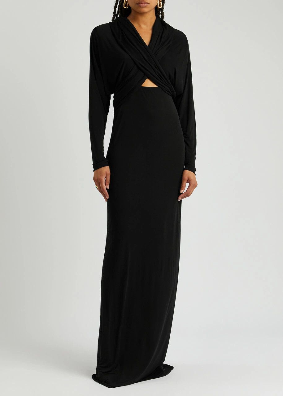 Saint Laurent Paris o1y0126 Maxi Dress in Black Size XS / US 0-2 / IT 36-38 - 2 Thumbnail