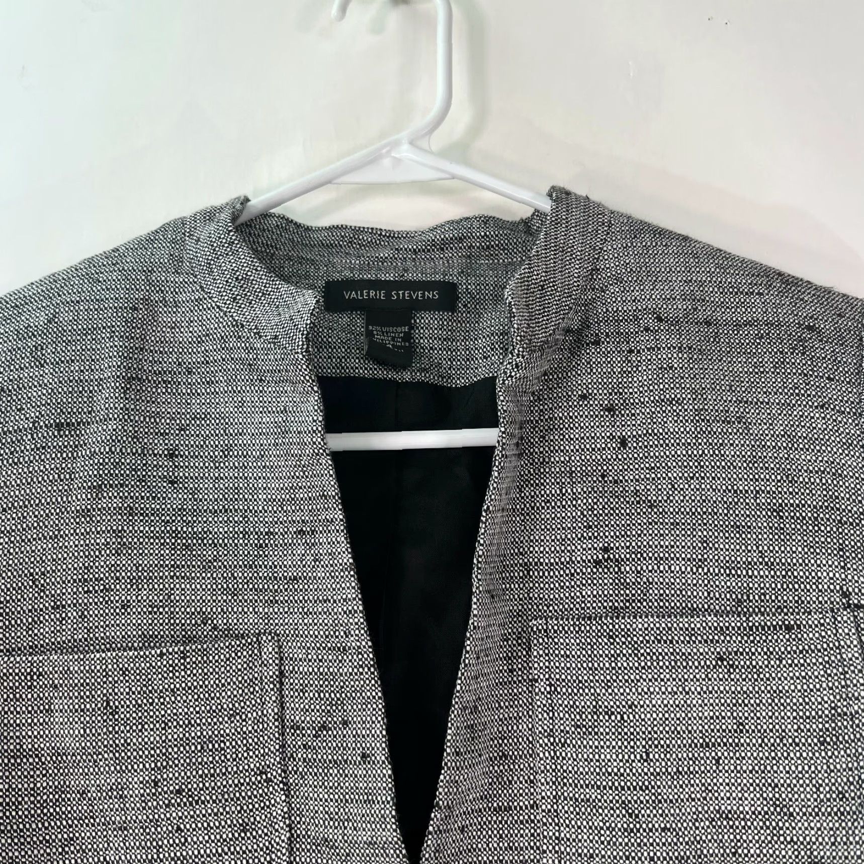 Vintage Valerie Stevens Blazer Shirt Womens Size 4 Gray Long Sleeve Lined Button 21in Chest 18in-24in Range Casual Classic Jacket Size S / US 4 / IT 40 - 3 Thumbnail