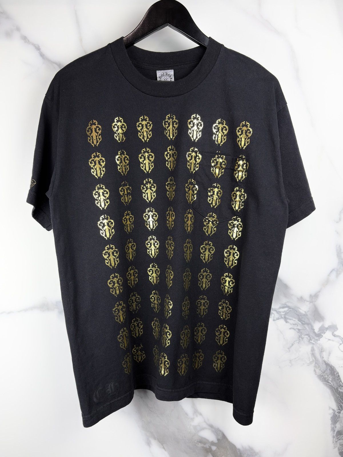 Chrome Hearts Chrome Hearts Vintage Metallic Gold Dagger Pocket Tshirt Size US L / EU 52-54 / 3 - 1 Thumbnail