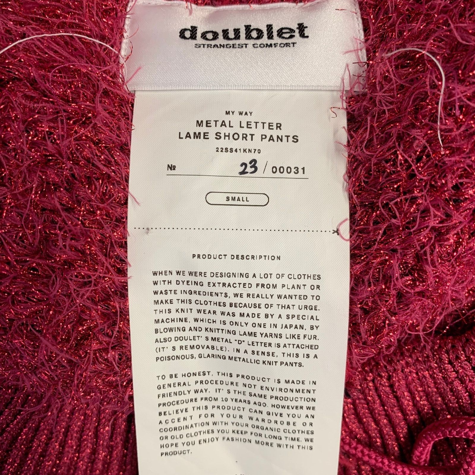 Doublet S Pink Polyester Blend Shaggy Knit Drawstring Shorts Size 27" / US 4 / IT 40 - 5 Thumbnail