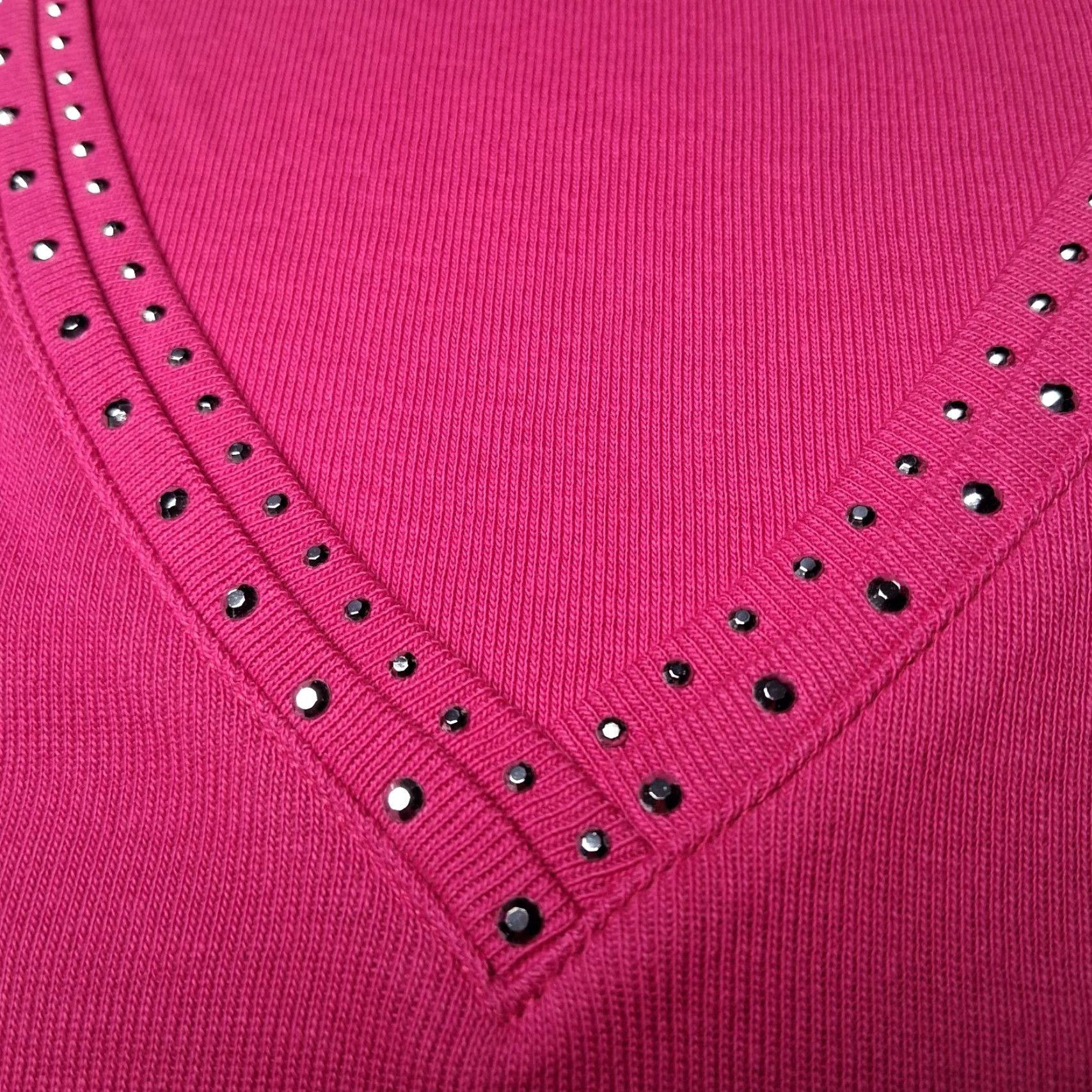 Vintage Rafaella Shirt Women M V-Neck Pink Knit Cotton Long Sleeve Studded NEW Size M / US 6-8 / IT 42-44 - 7 Thumbnail