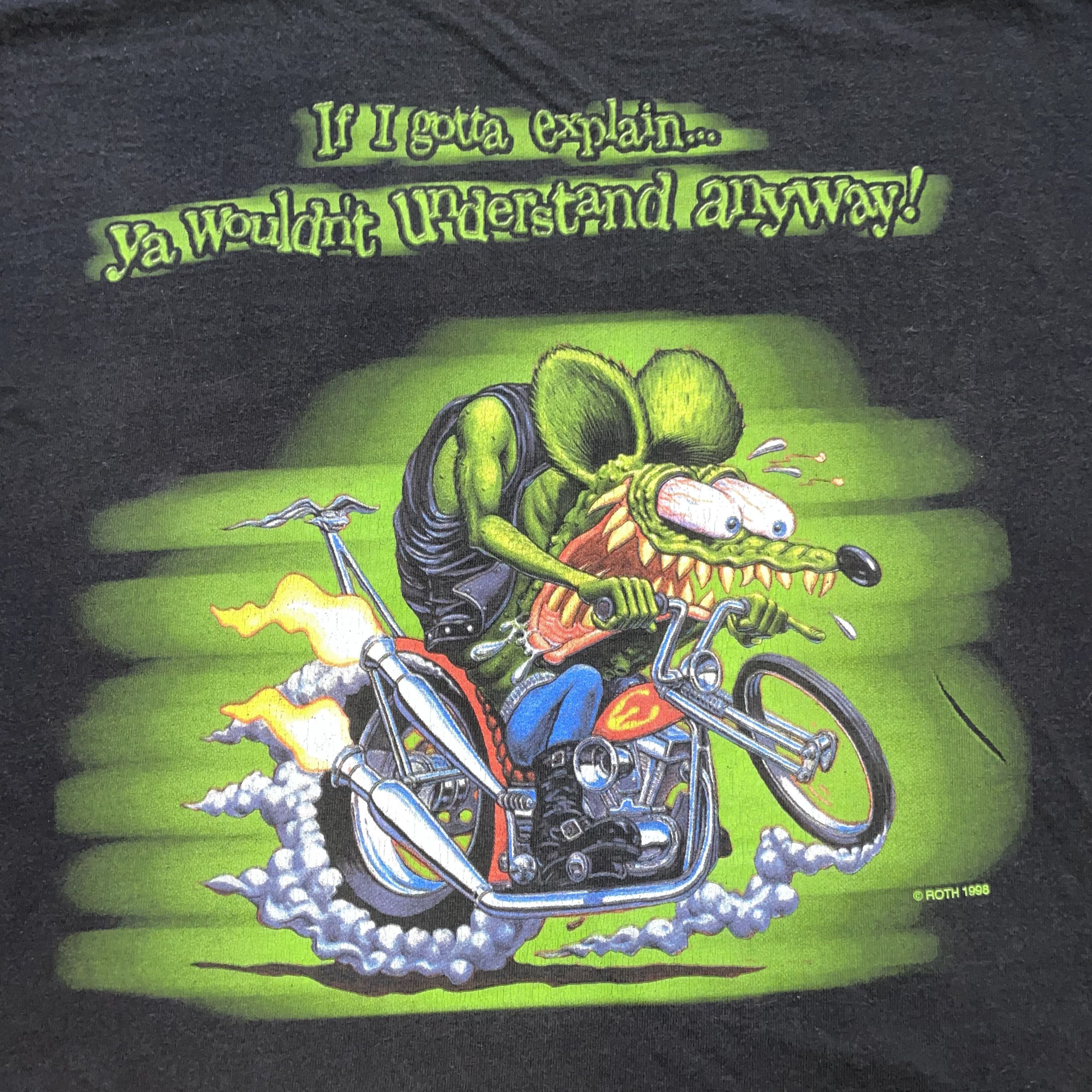 image of Vintage Rat Fink 1998 Edd Roth Screenprint Tee in Black, Men's (Size 2XL)