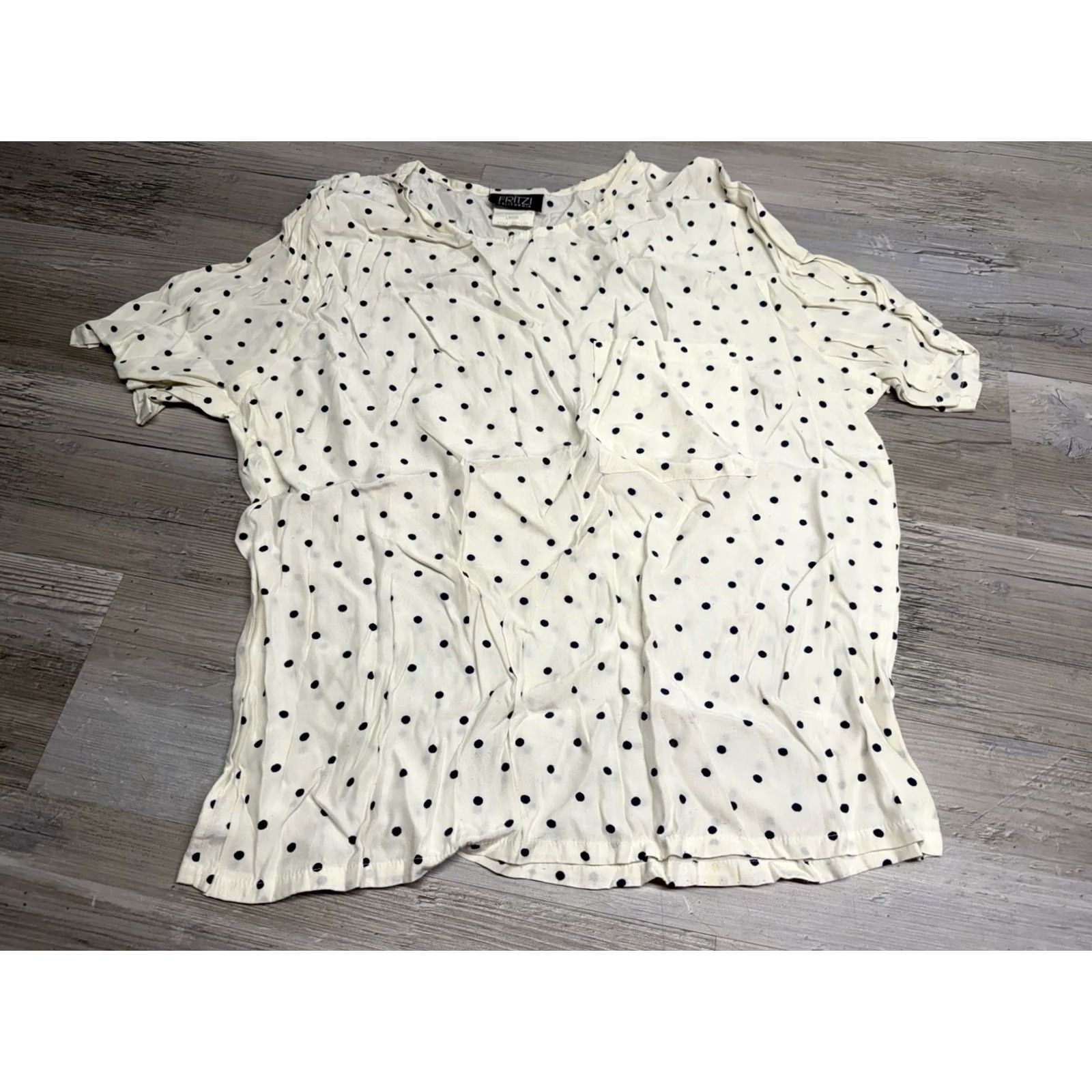 Vintage Vintage Fritzi California Blouse Shirt Polka Dot 70s White L Womens Pocket Tee Size L / US 10 / IT 46 - 2 Thumbnail