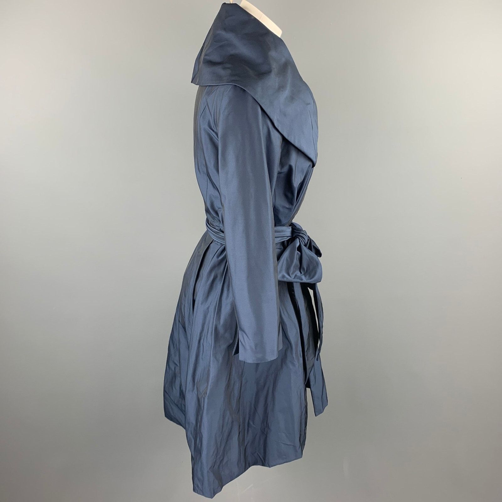 Other PAUW Size 0 Navy Polyester Shawl Collar Belted Coat Size XS / US 0-2 / IT 36-38 - 3 Thumbnail