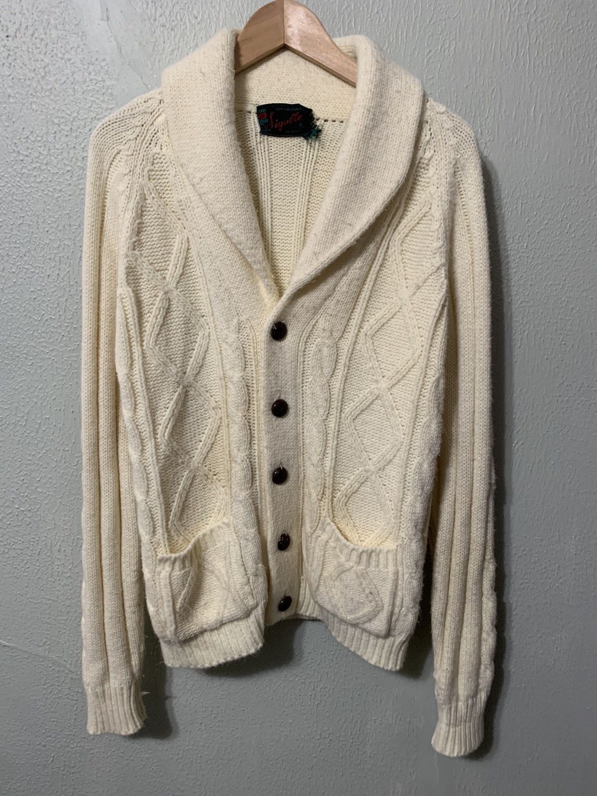 Vintage Vintage Cowl Neck Diamond Chain Knit Sweater Size US L / EU 52-54 / 3 - 1 Thumbnail