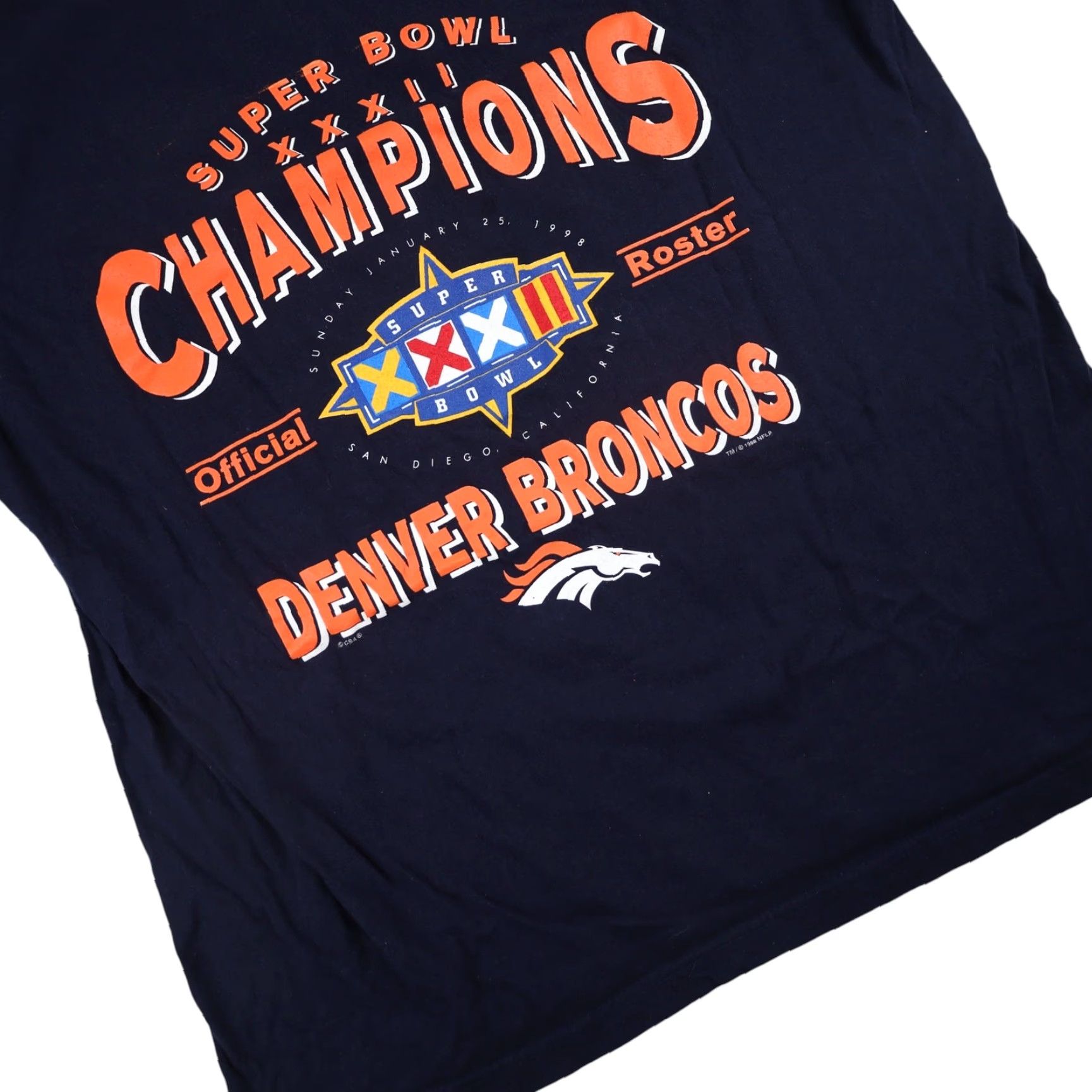 NFL VINTAGE Denver Broncos Champions Roster Graphic T Shirt Blue Mens Large L 90s NFL Shirt Size US L / EU 52-54 / 3 - 3 Thumbnail