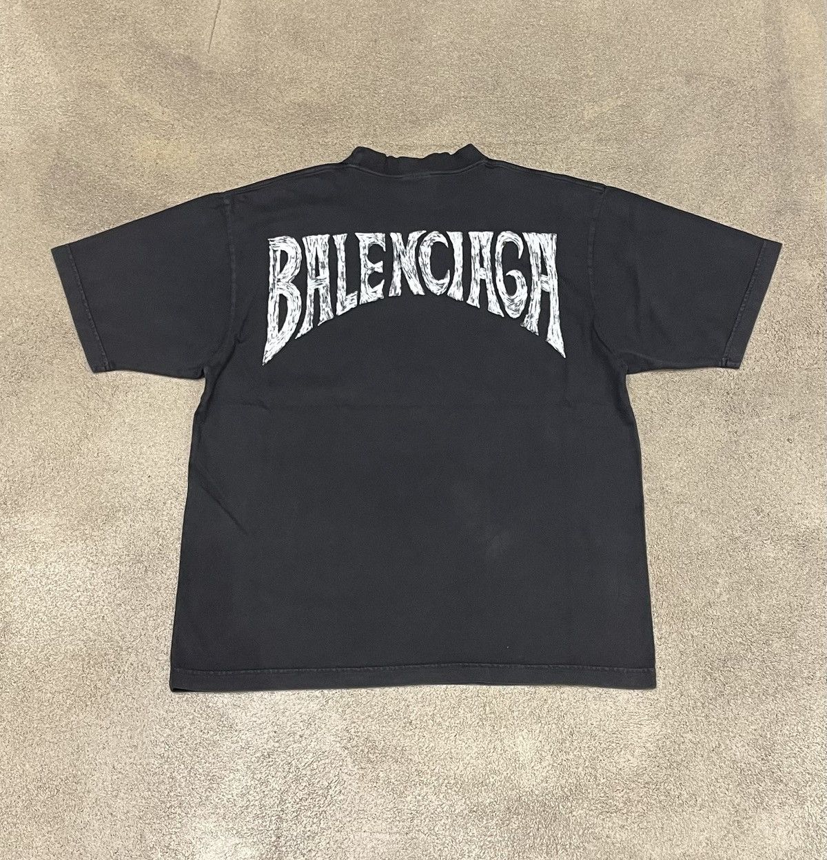 image of Balenciaga Hand Drawn Logo T-Shirt in Black, Men's (Size Small)