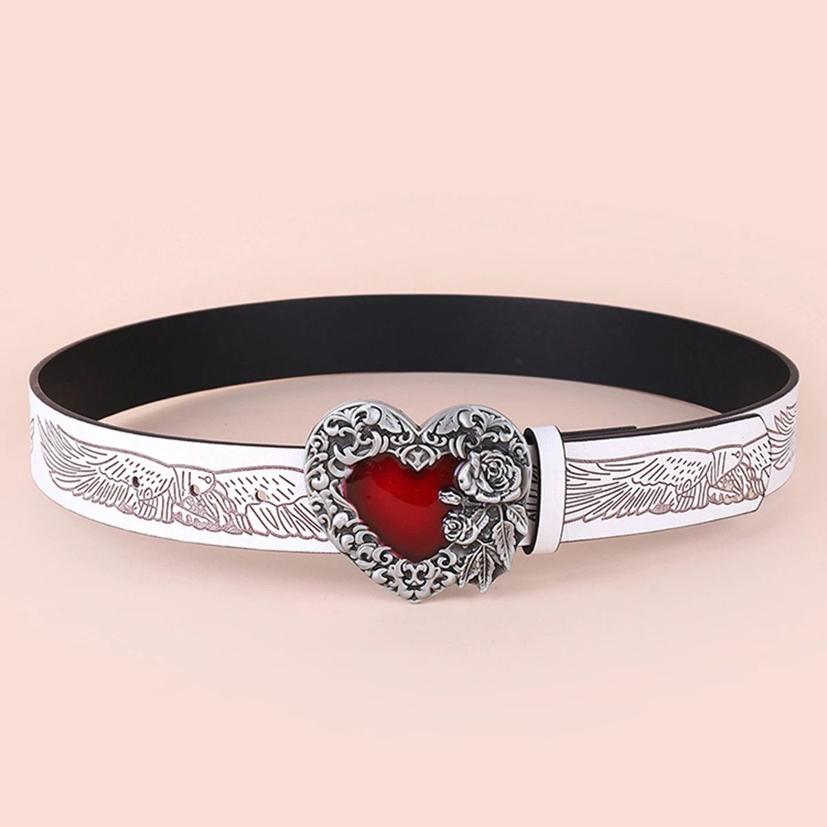 Japanese Brand × Vintage Leather Belt Red Heart Size ONE SIZE - 3 Thumbnail