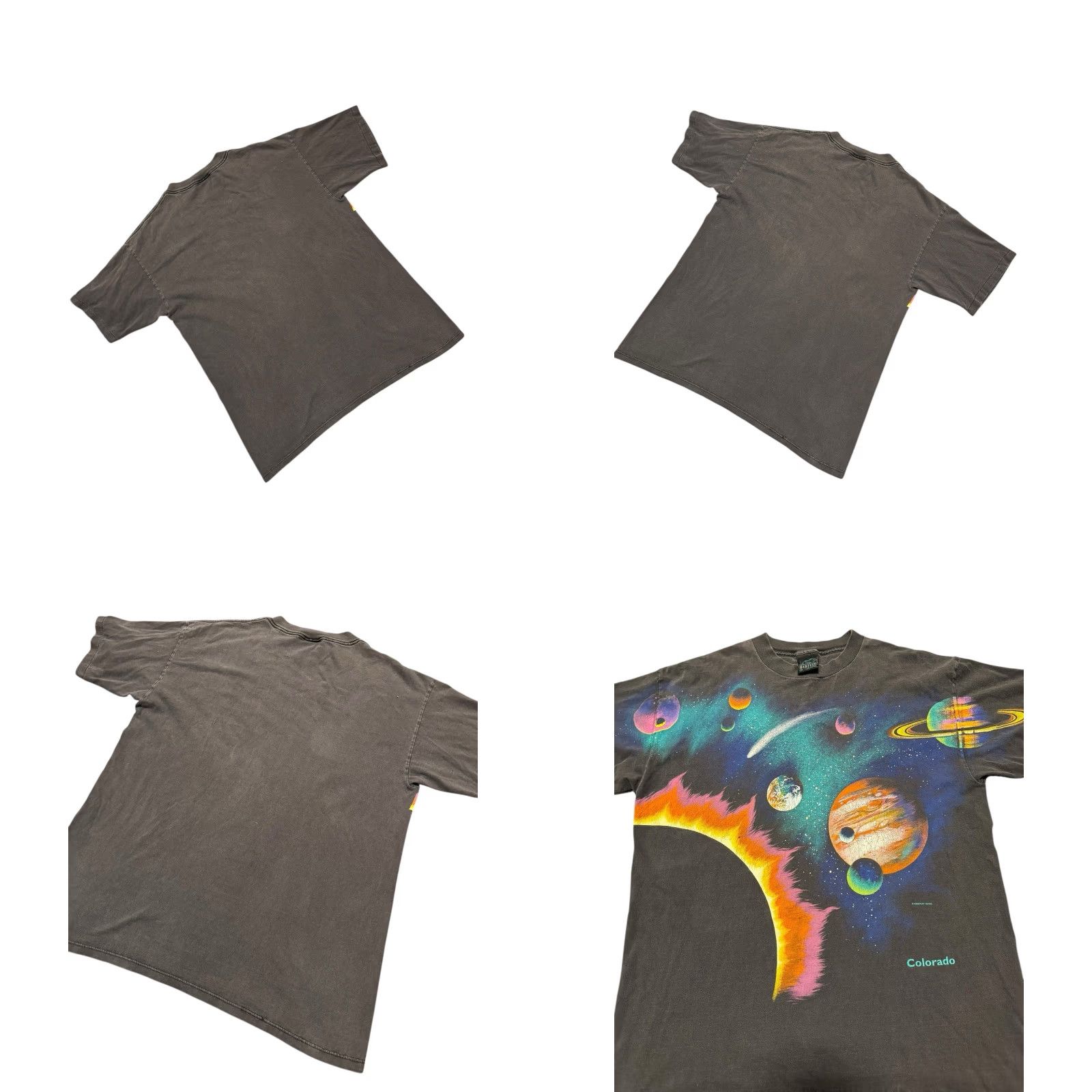 Vintage VINTAGE 90s SPACE PLANETS T SHIRT AOP SINGLE STITCH BLACK XL MADE IN USA BLUE Size US XL / EU 56 / 4 - 8 Thumbnail