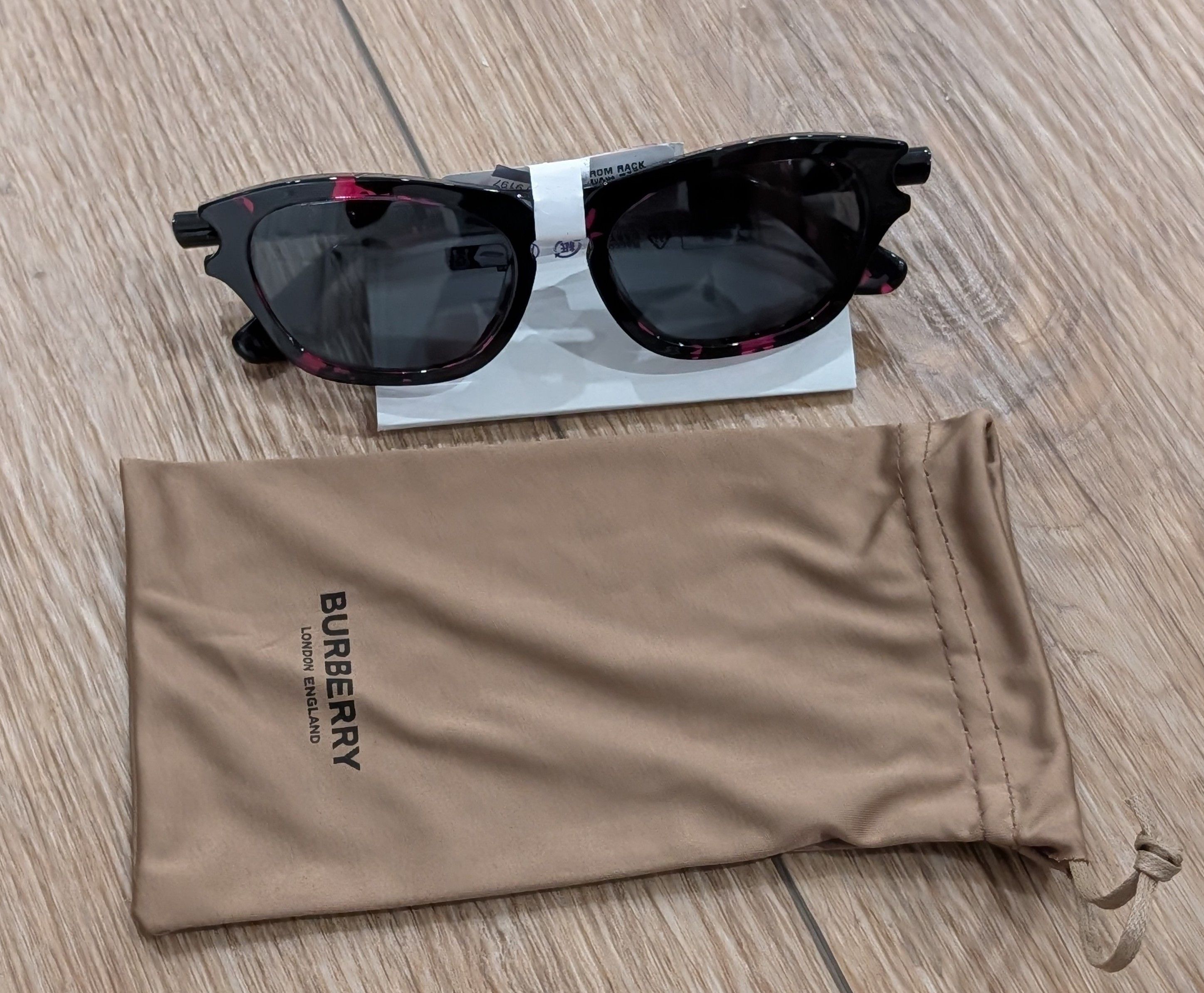 Burberry Burberry 55mm Pillow Sunglasses Black/Dark Gray/Red Size ONE SIZE - 1 Thumbnail
