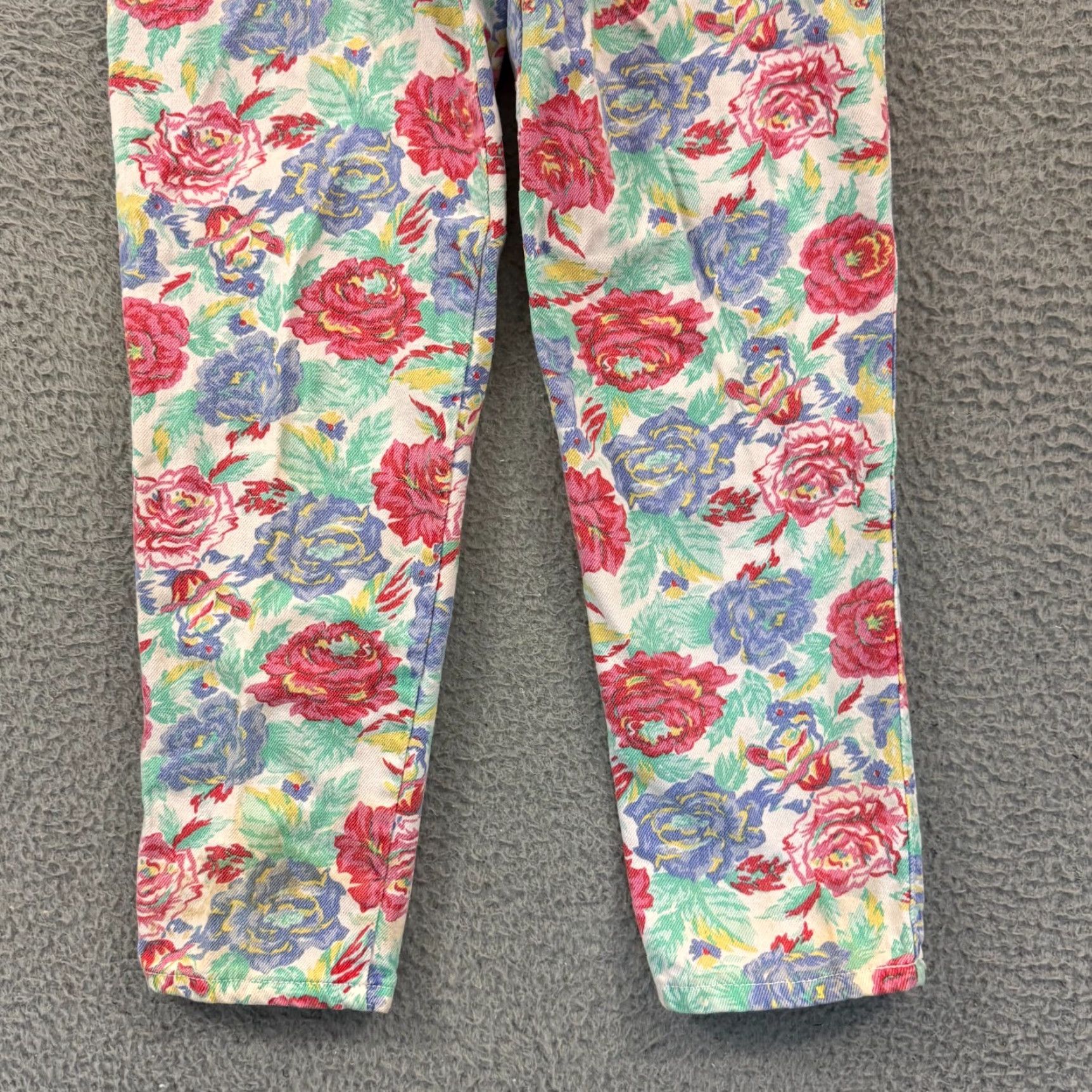 Vintage VINTAGE Palmettos Jeans Juniors 7 High Waisted Floral Pastel 80s Straight Casual Womens Boys? Size 28" / US 6 / IT 42 - 3 Thumbnail